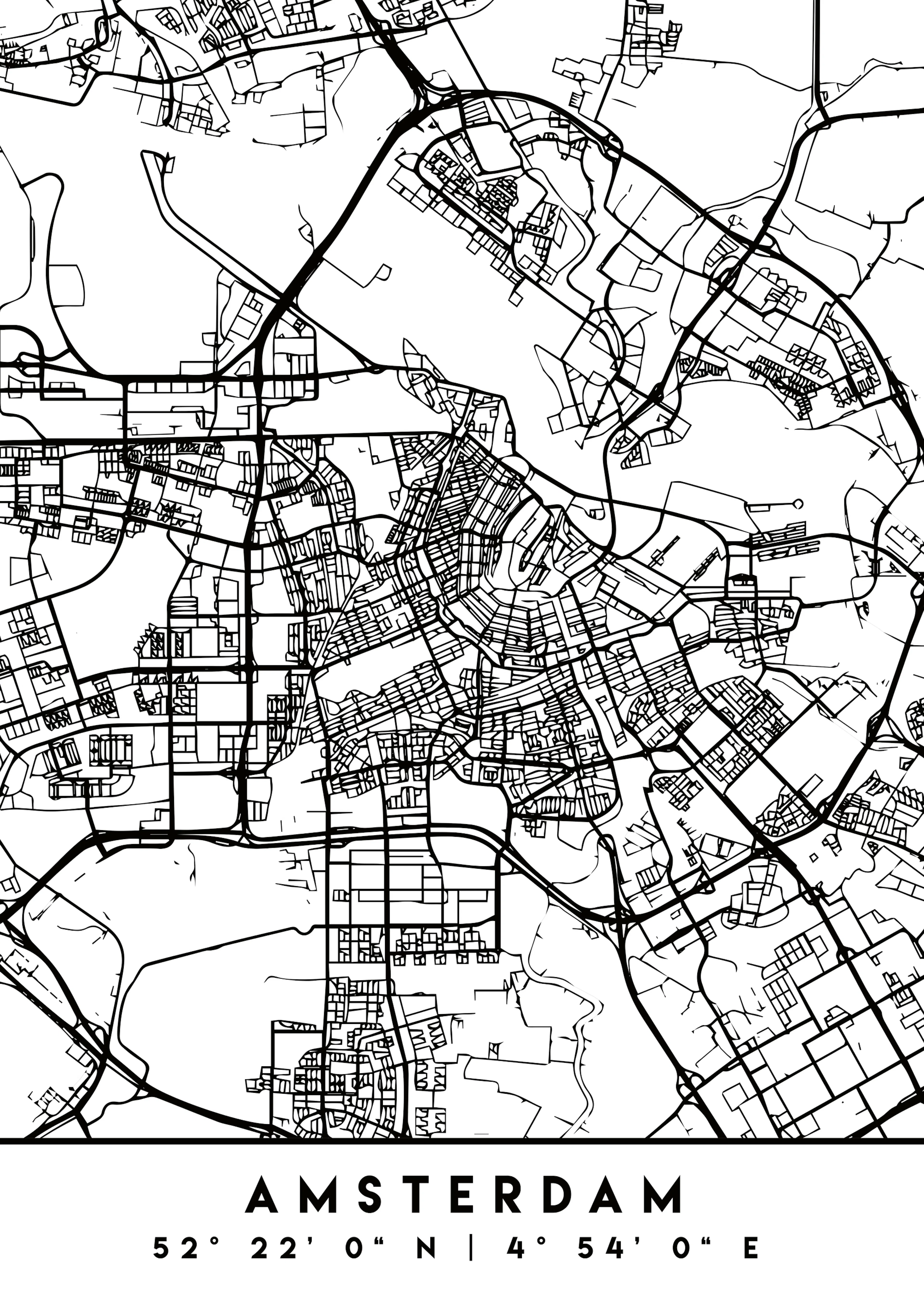 Emiliano Deificus - Minimalist Amsterdam Map Poster 0