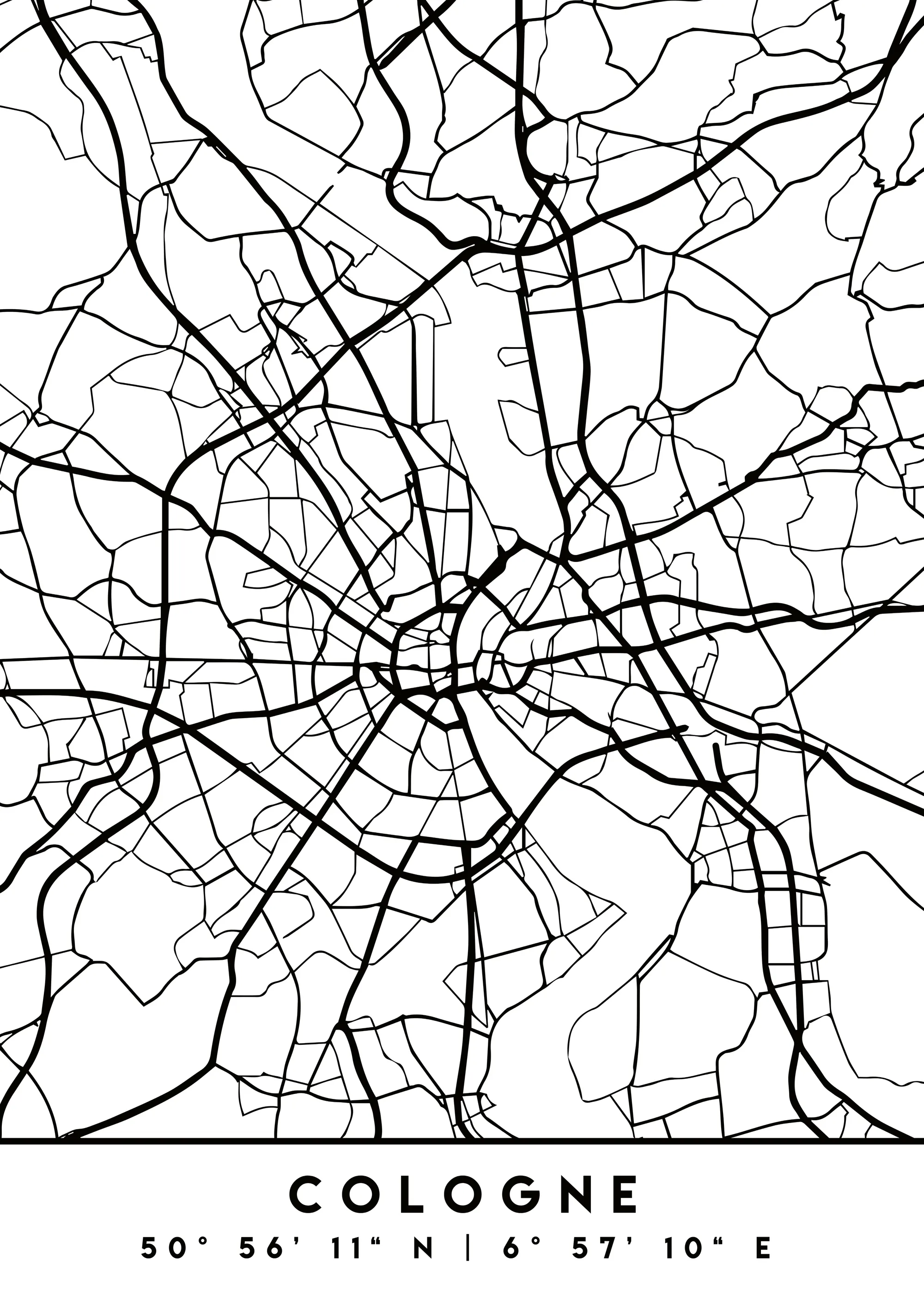 Emiliano Deificus - Cologne Germany Road Map Poster 0