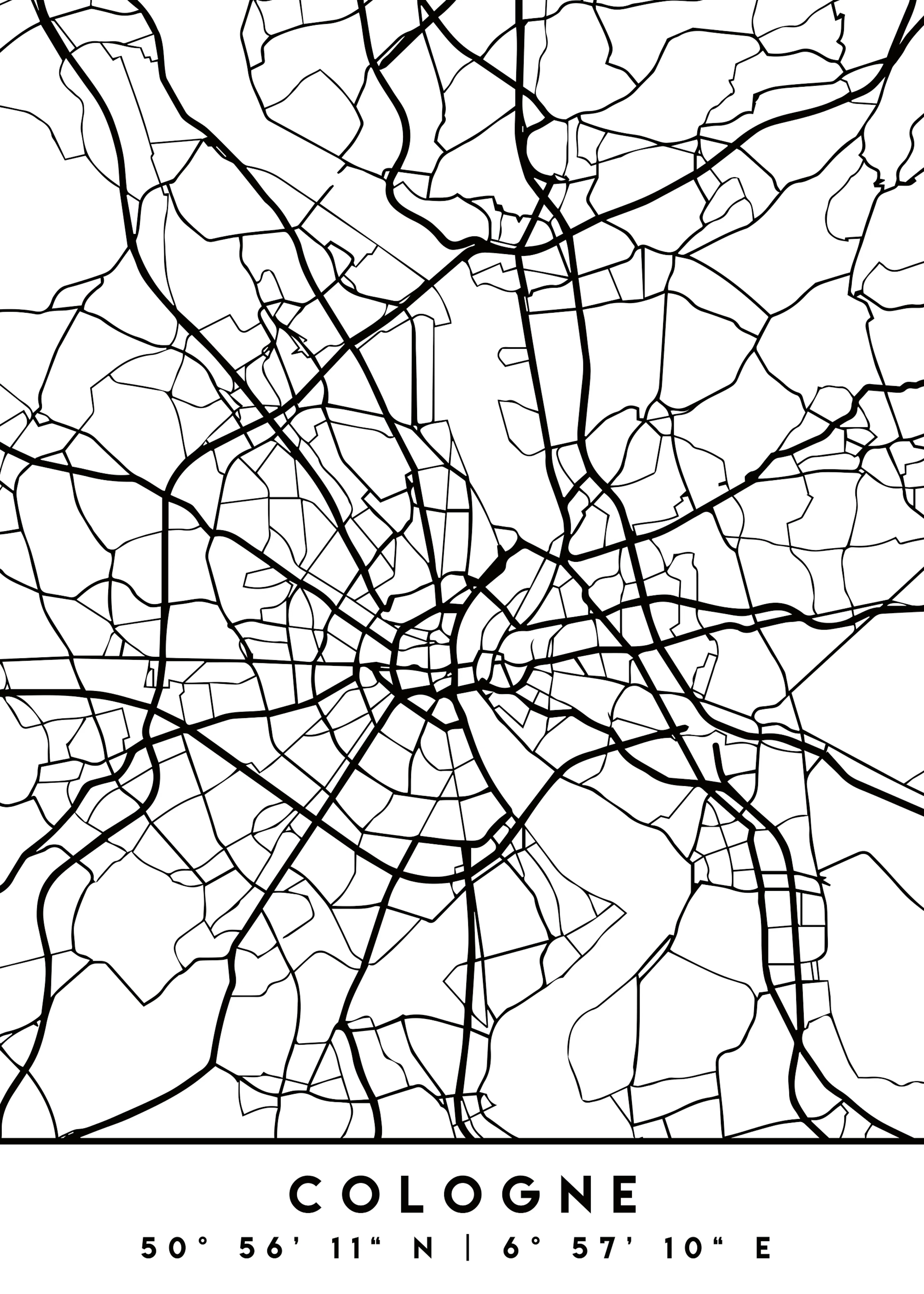 Emiliano Deificus - Cologne Germany Road Map Poster 0
