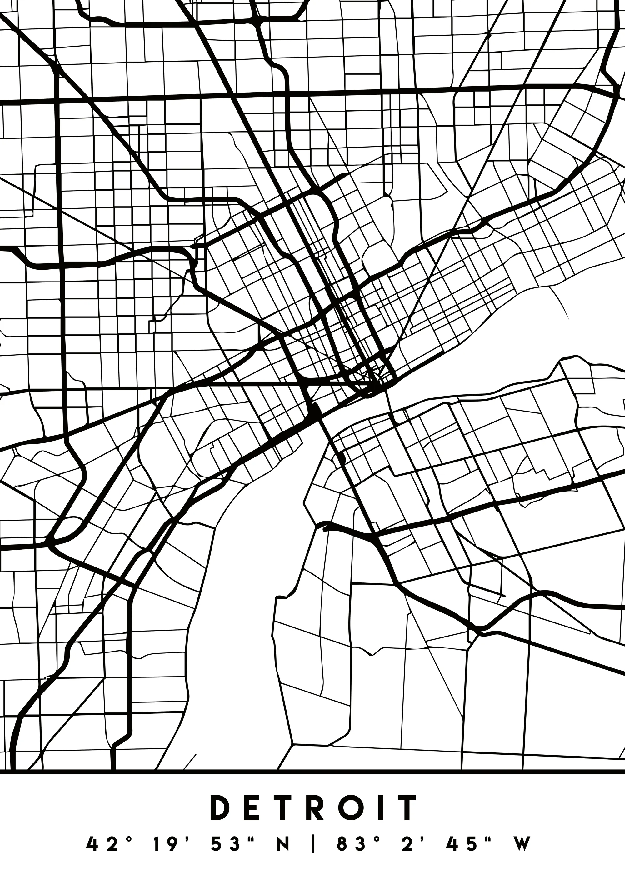 Emiliano Deificus - Minimal Detroit City Map Poster 0