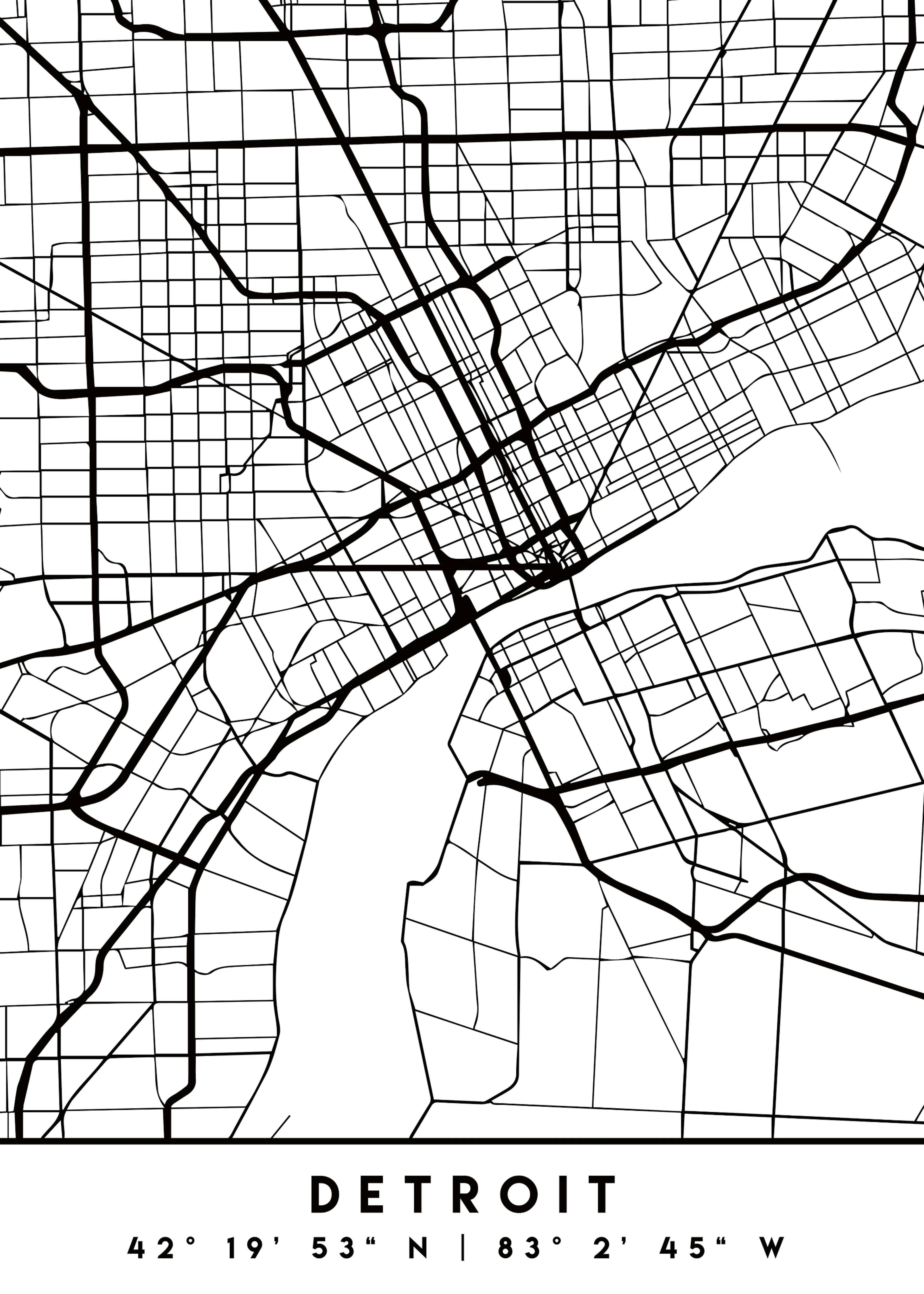 Emiliano Deificus - Minimal Detroit City Map Poster 0