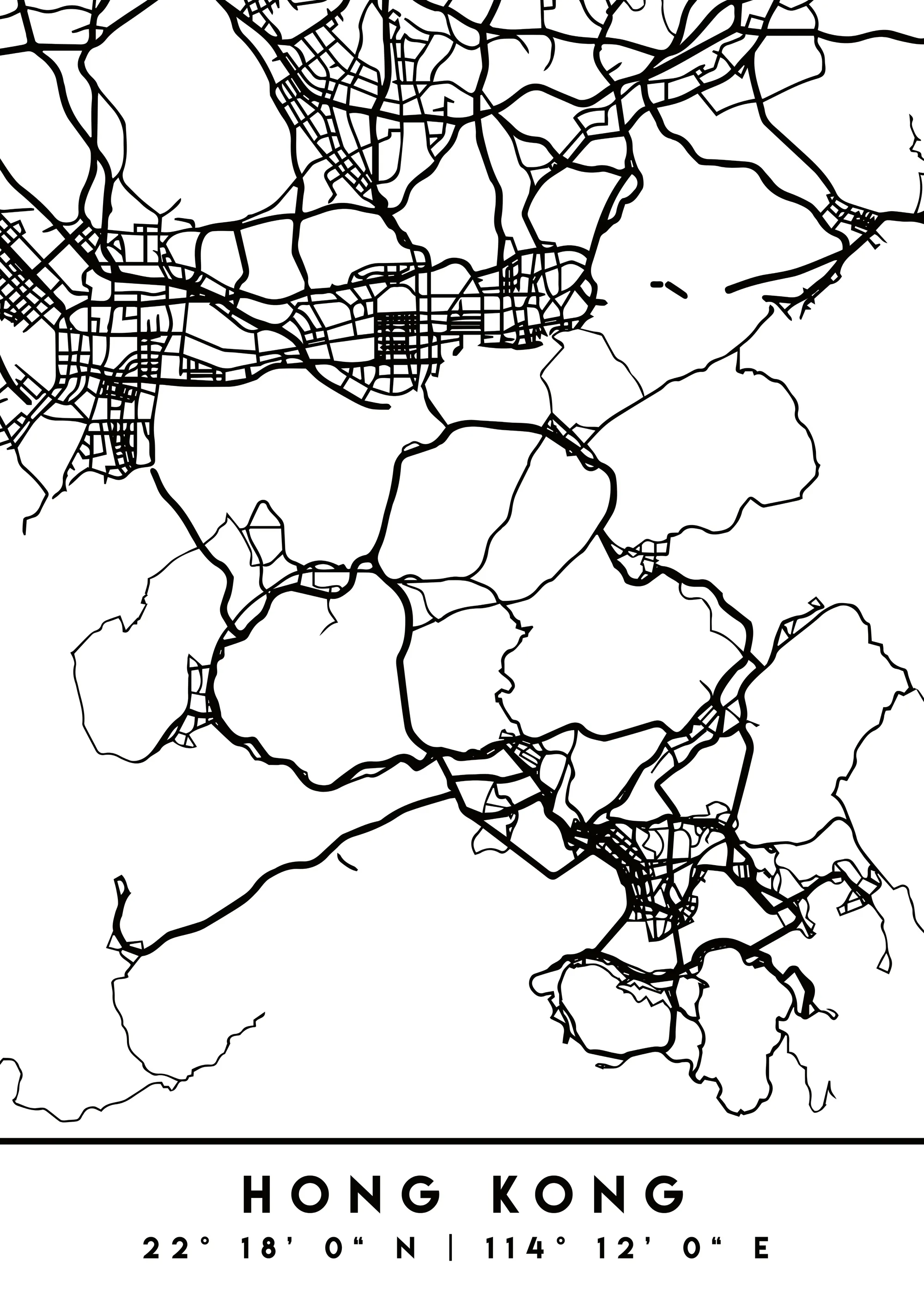 Emiliano Deificus - Minimalist Hong Kong Map Poster 0