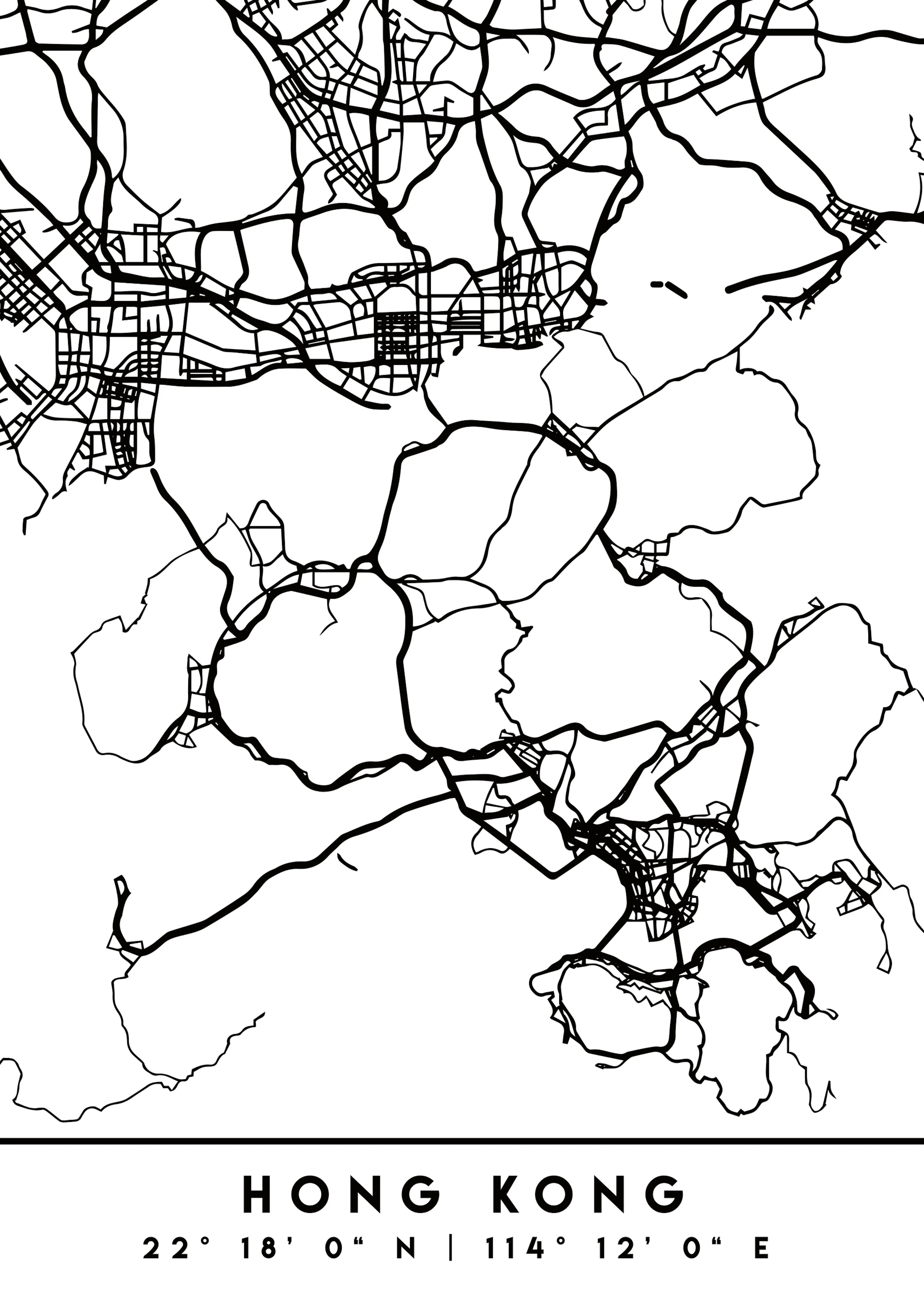 Emiliano Deificus - Minimalist Hong Kong Map Poster 0