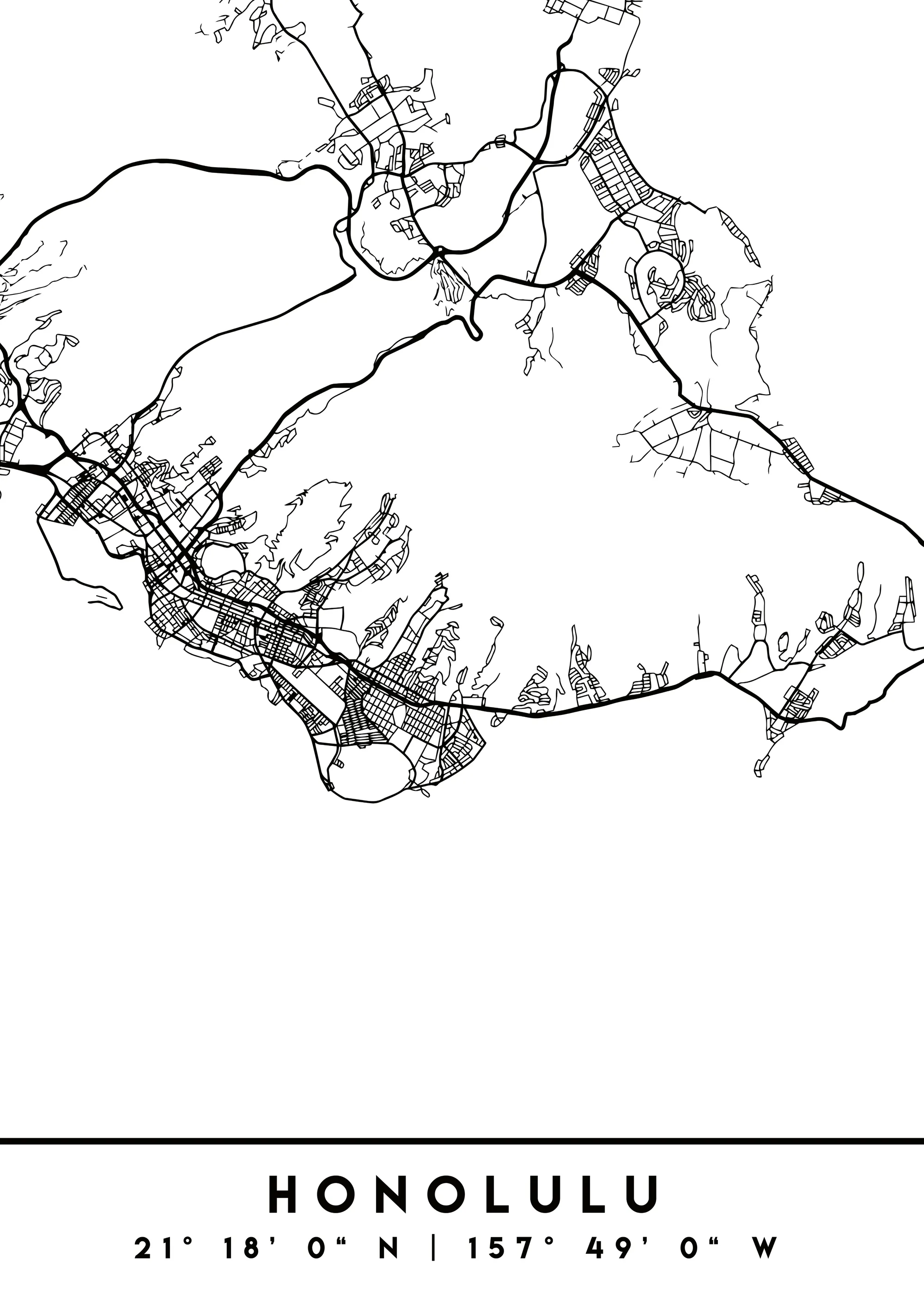 Emiliano Deificus - Honolulu Hawaii City Map Poster 0