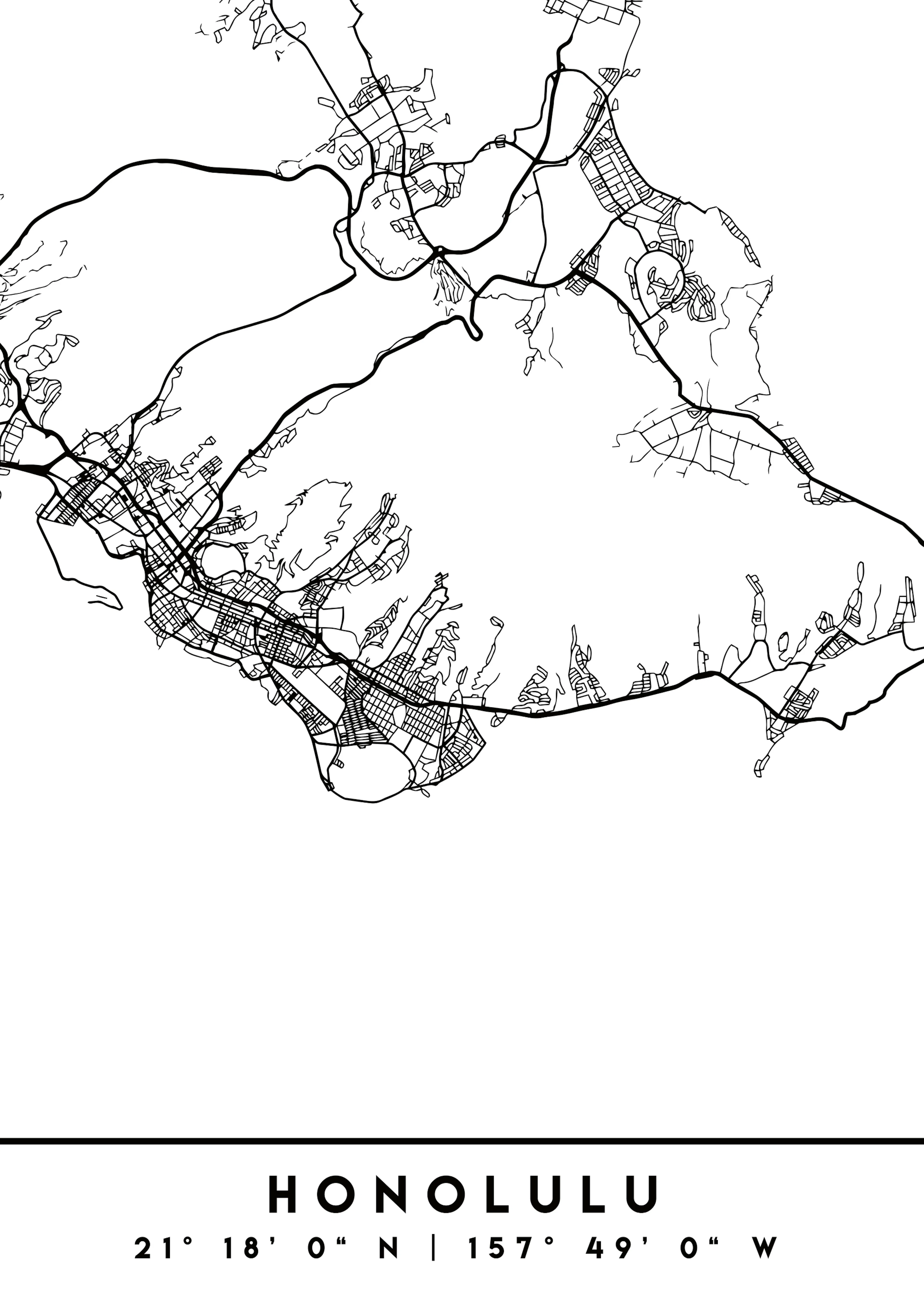Emiliano Deificus - Honolulu Hawaii City Map Poster 0