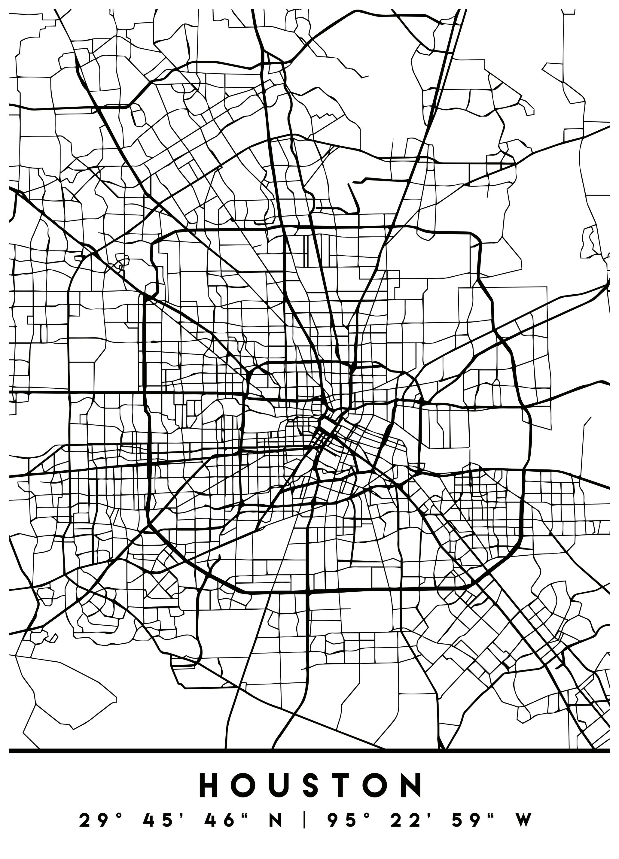 Emiliano Deificus - Houston City Map Poster (100x150 cm) - Poster Store