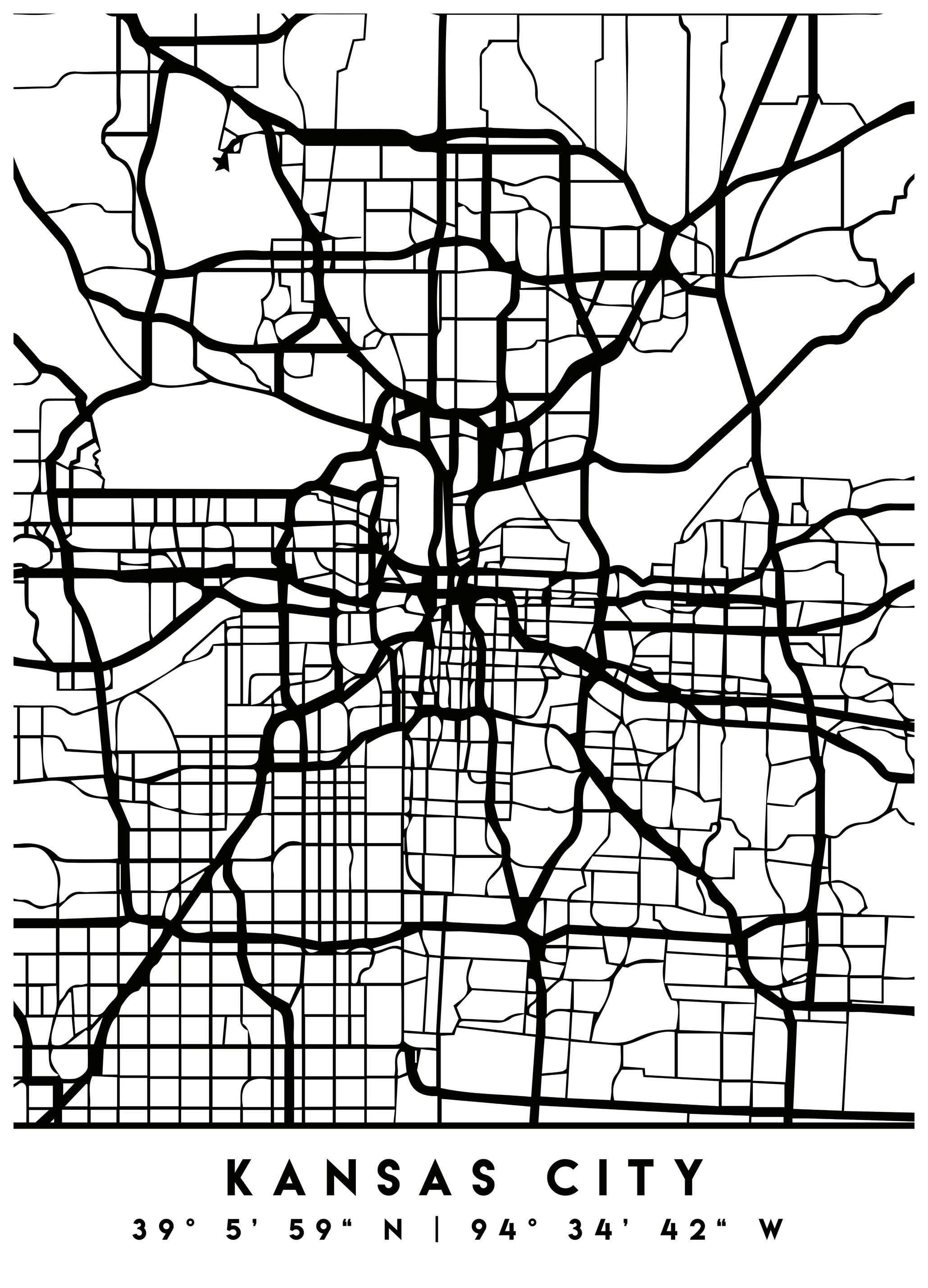 Emiliano Deificus - Minimalist Kansas City Map Poster (30x40 cm) - Poster Store