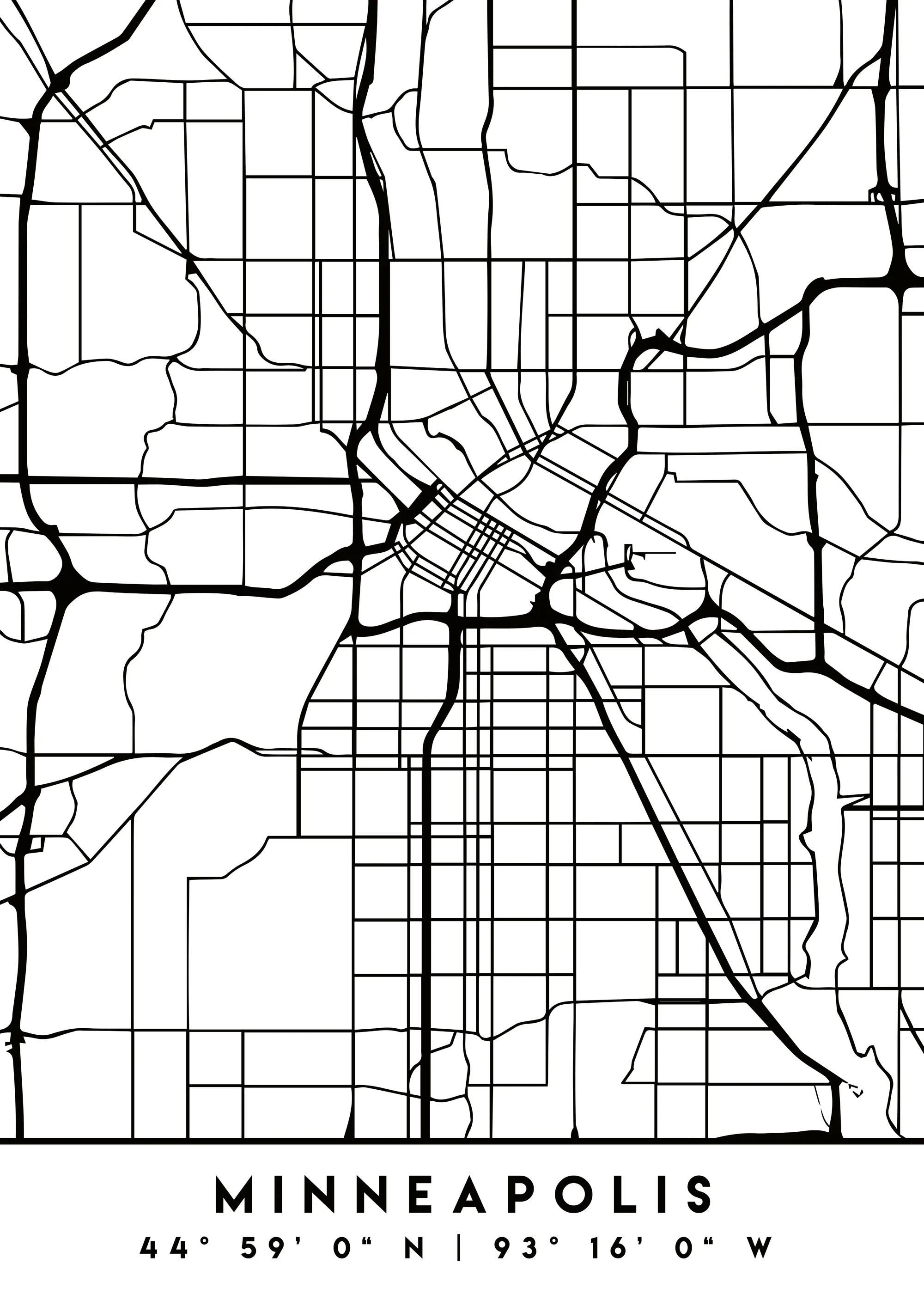 Emiliano Deificus - Minimalist Minneapolis Map Poster 0