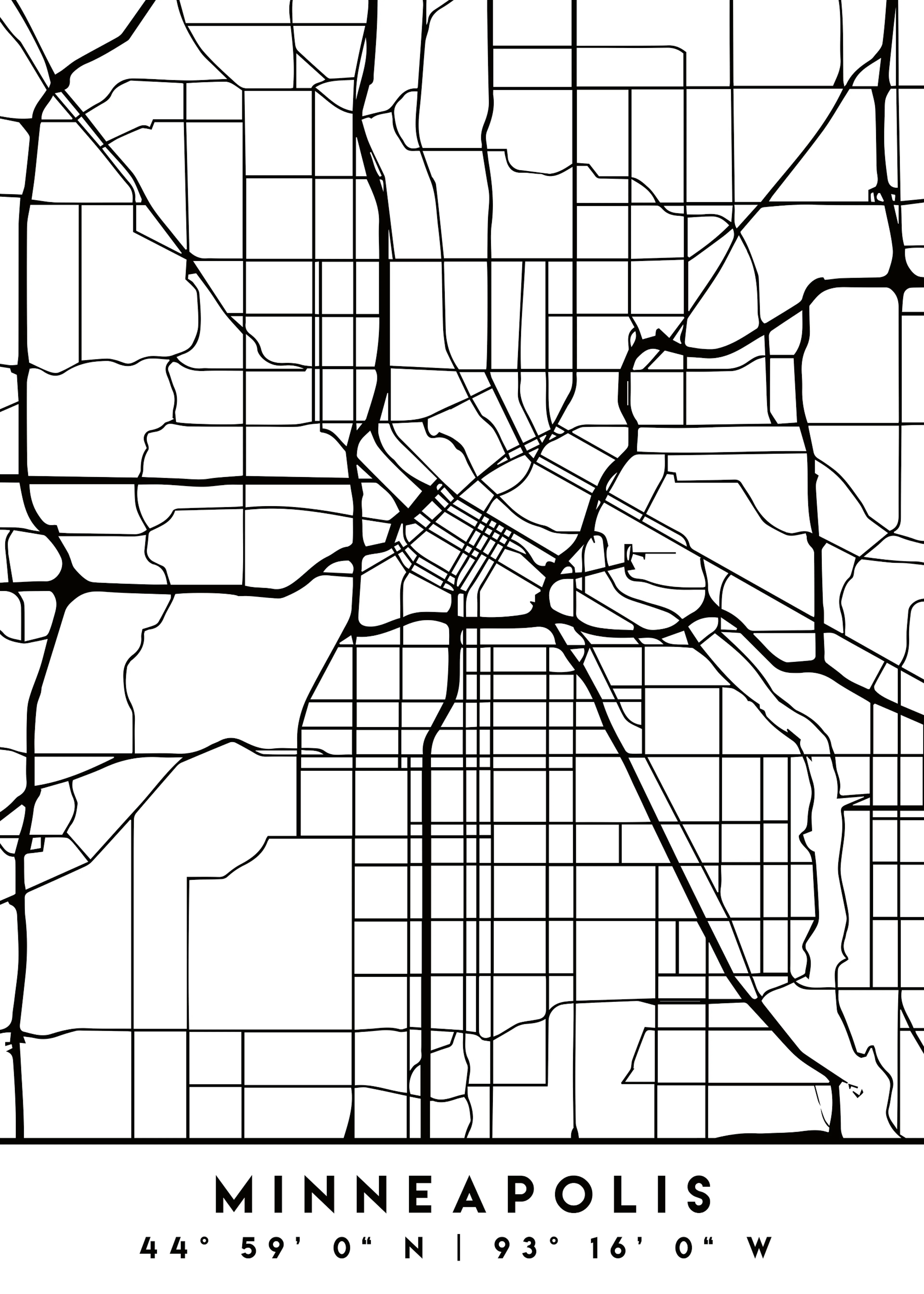 Emiliano Deificus - Minimalist Minneapolis Map Poster 0