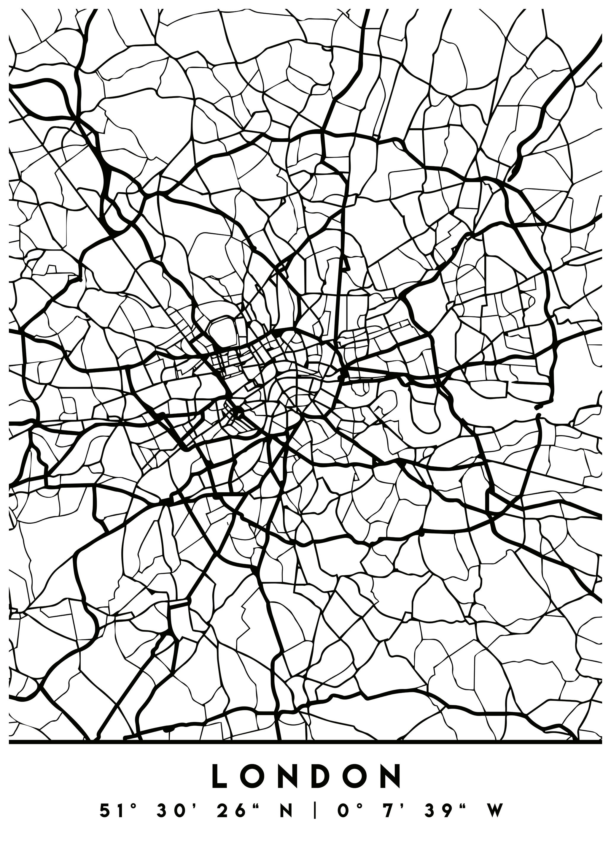 Emiliano Deificus - Abstract London Road Map Poster (70x100 cm) - Poster Store