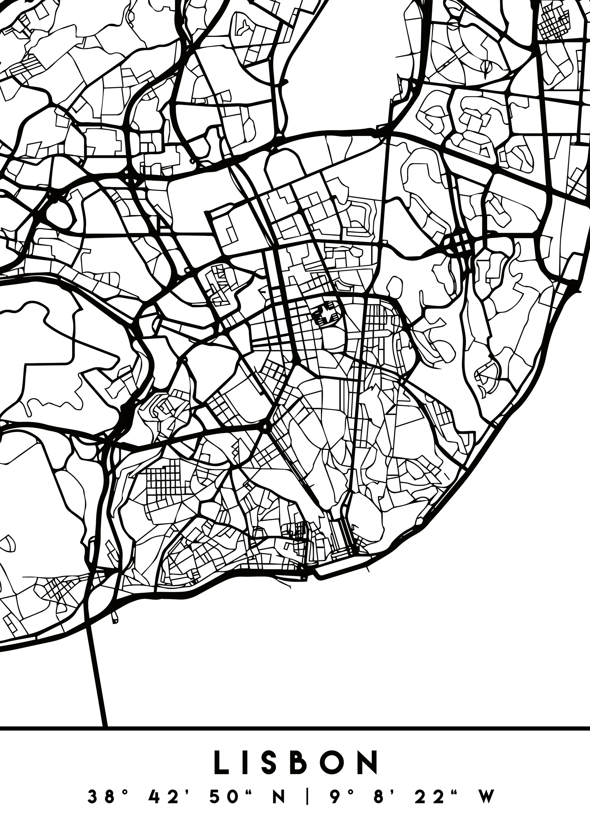 Emiliano Deificus - Minimalist Lisbon Map Poster 0