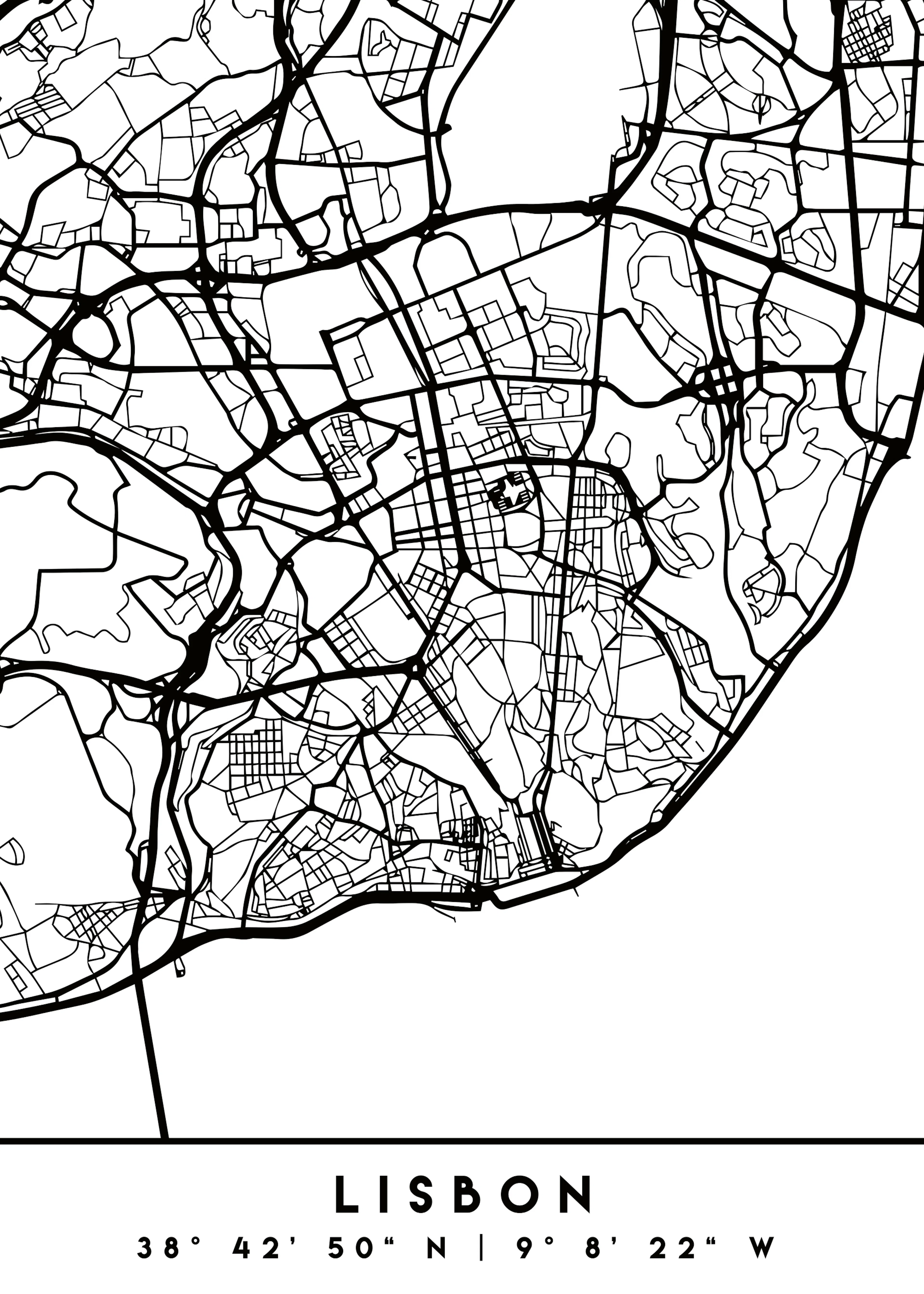 Emiliano Deificus - Minimalist Lisbon Map Poster 0
