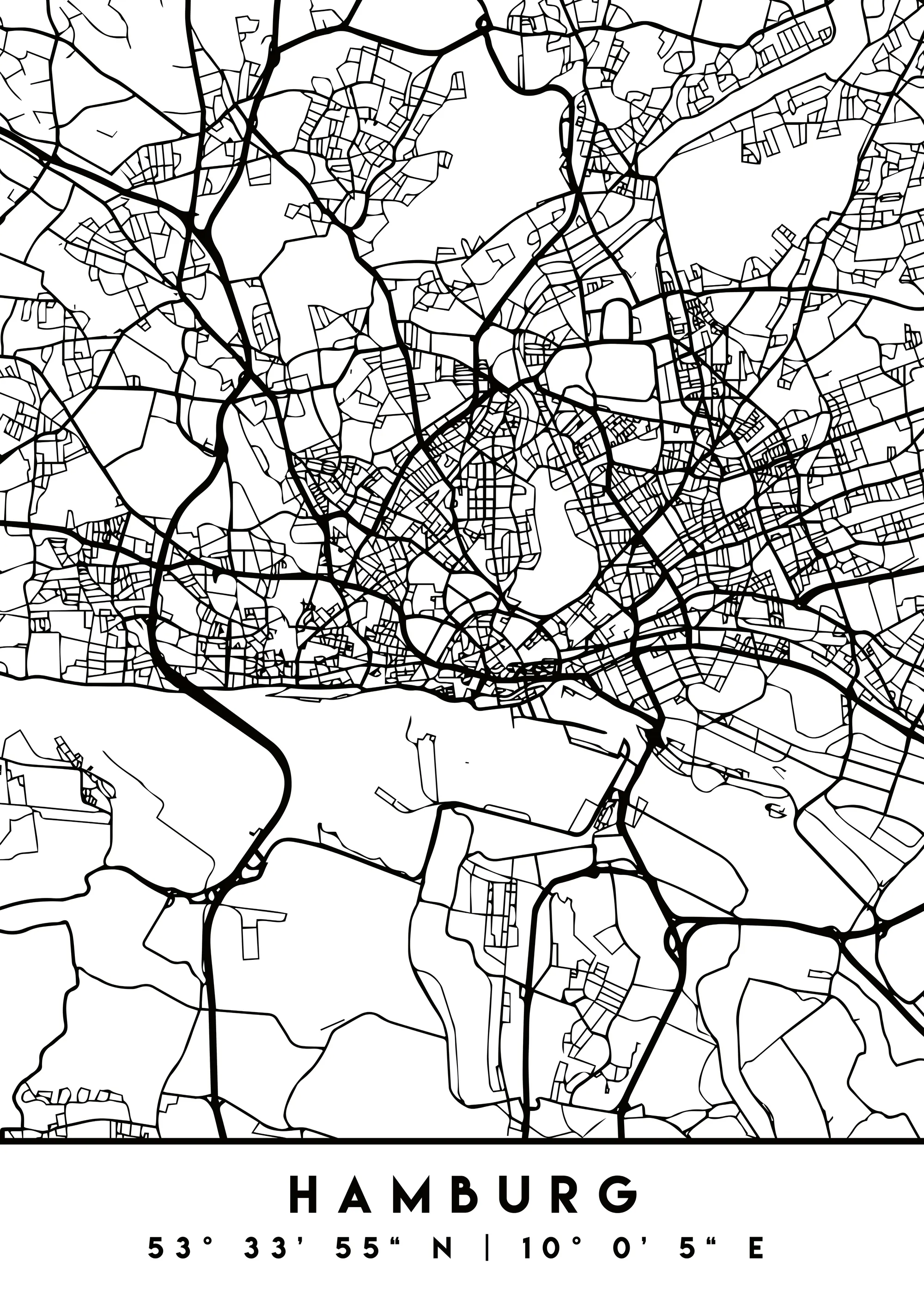 Emiliano Deificus - Minimalist Hamburg City Map Poster 0
