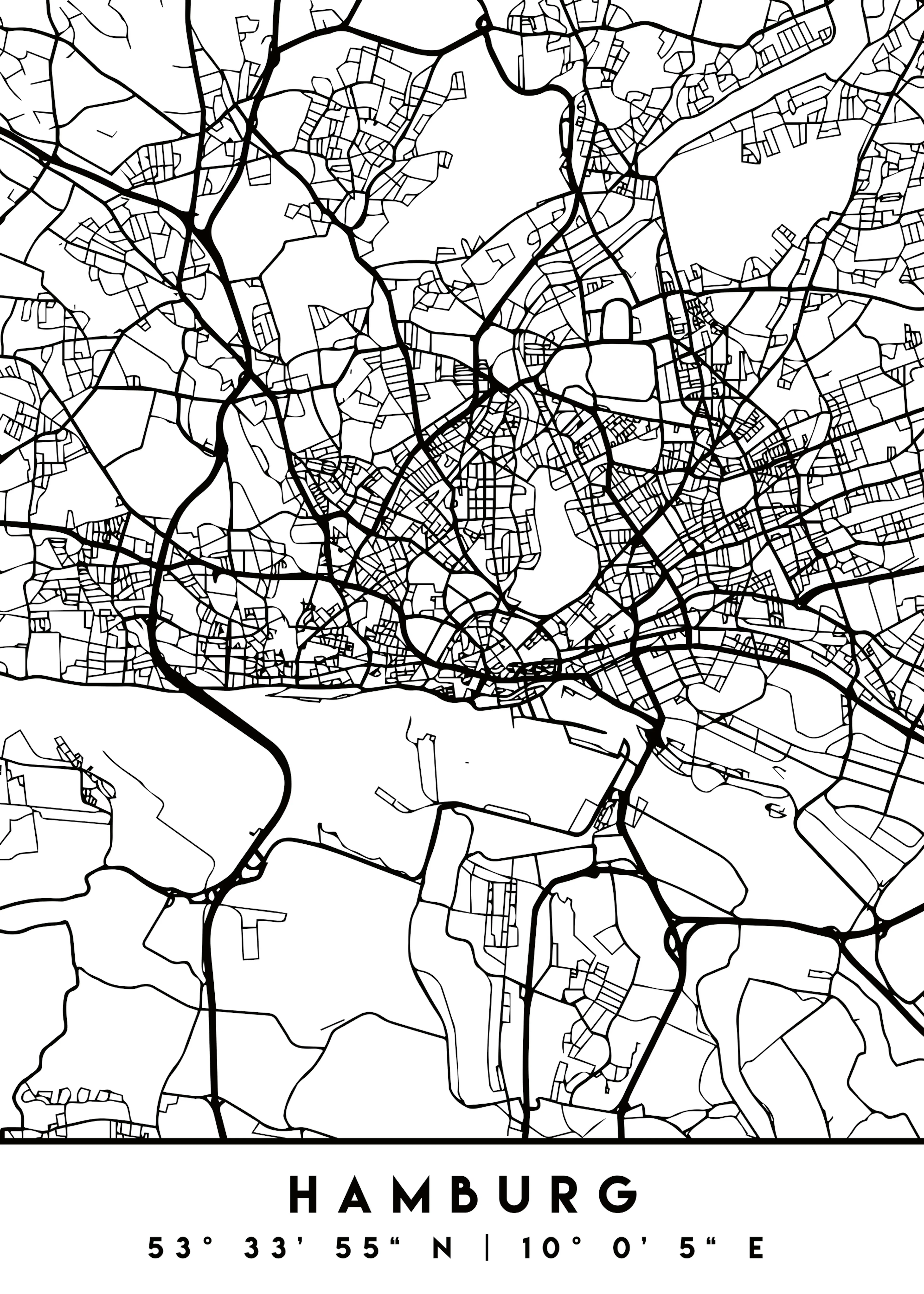 Emiliano Deificus - Minimalist Hamburg City Map Poster 0
