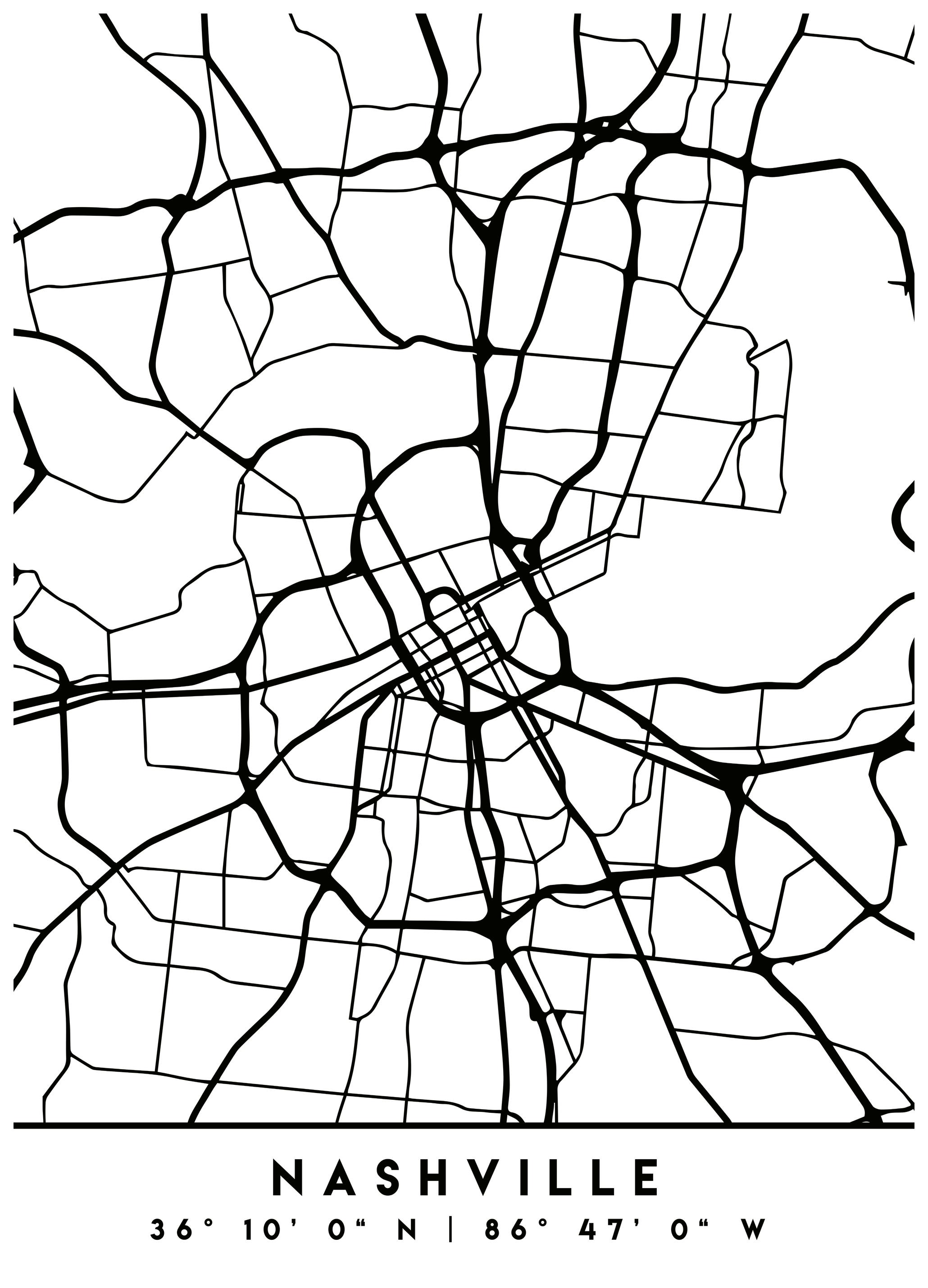 Emiliano Deificus - Nashville City Map Poster (40x50 cm) - Poster Store