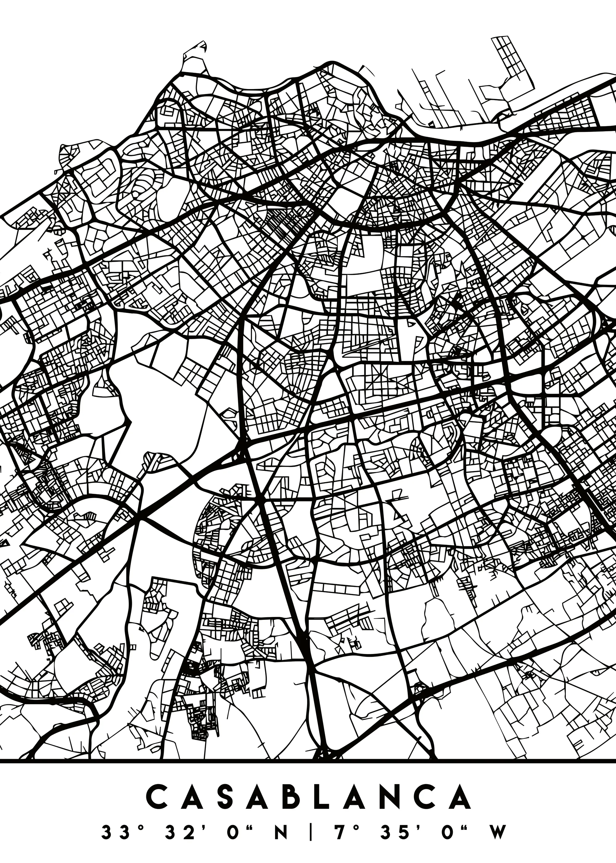 Emiliano Deificus - Casablanca Street Map Poster 0
