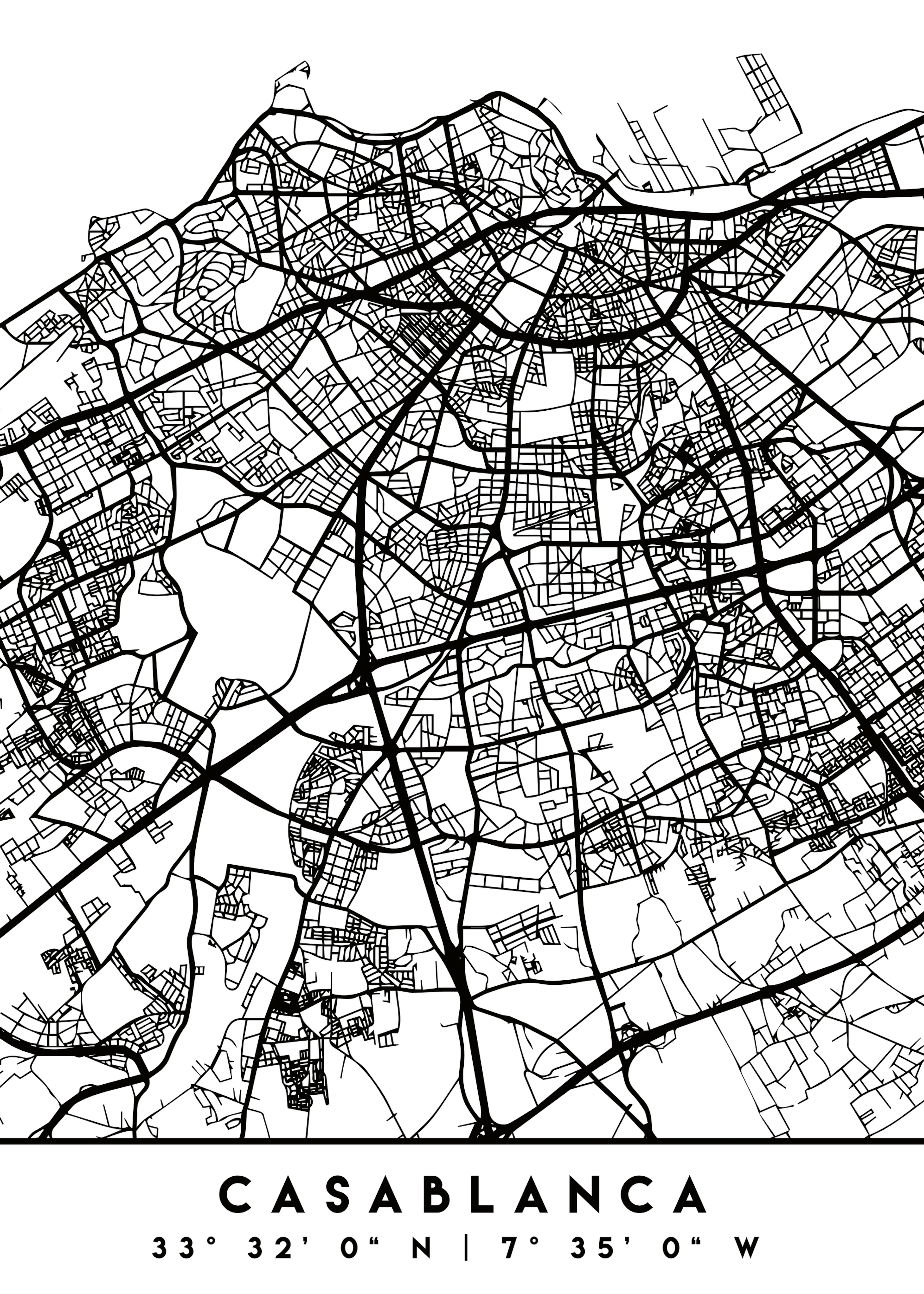 Emiliano Deificus - Casablanca Street Map Poster 0