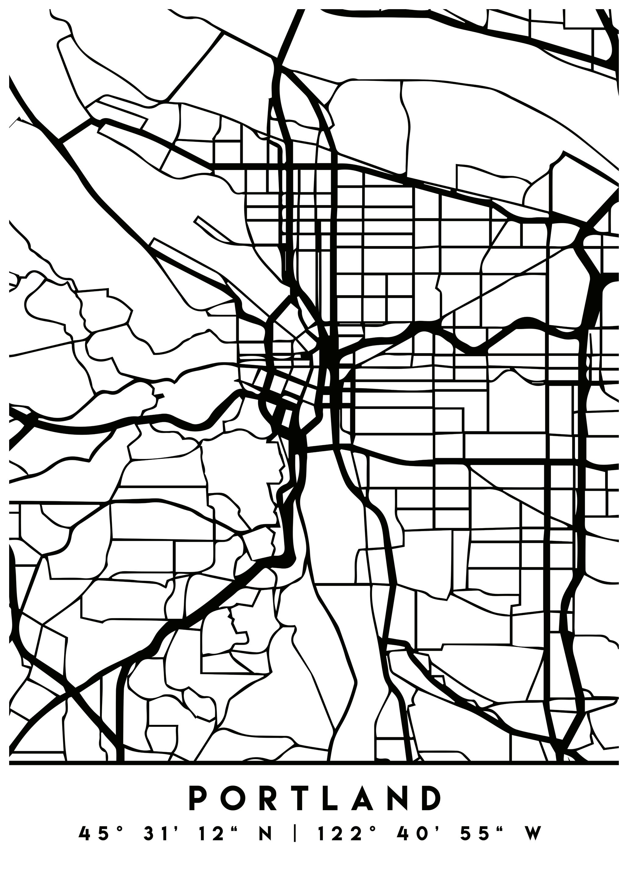 Emiliano Deificus - Portland City Map Poster (70x100 cm) - Poster Store