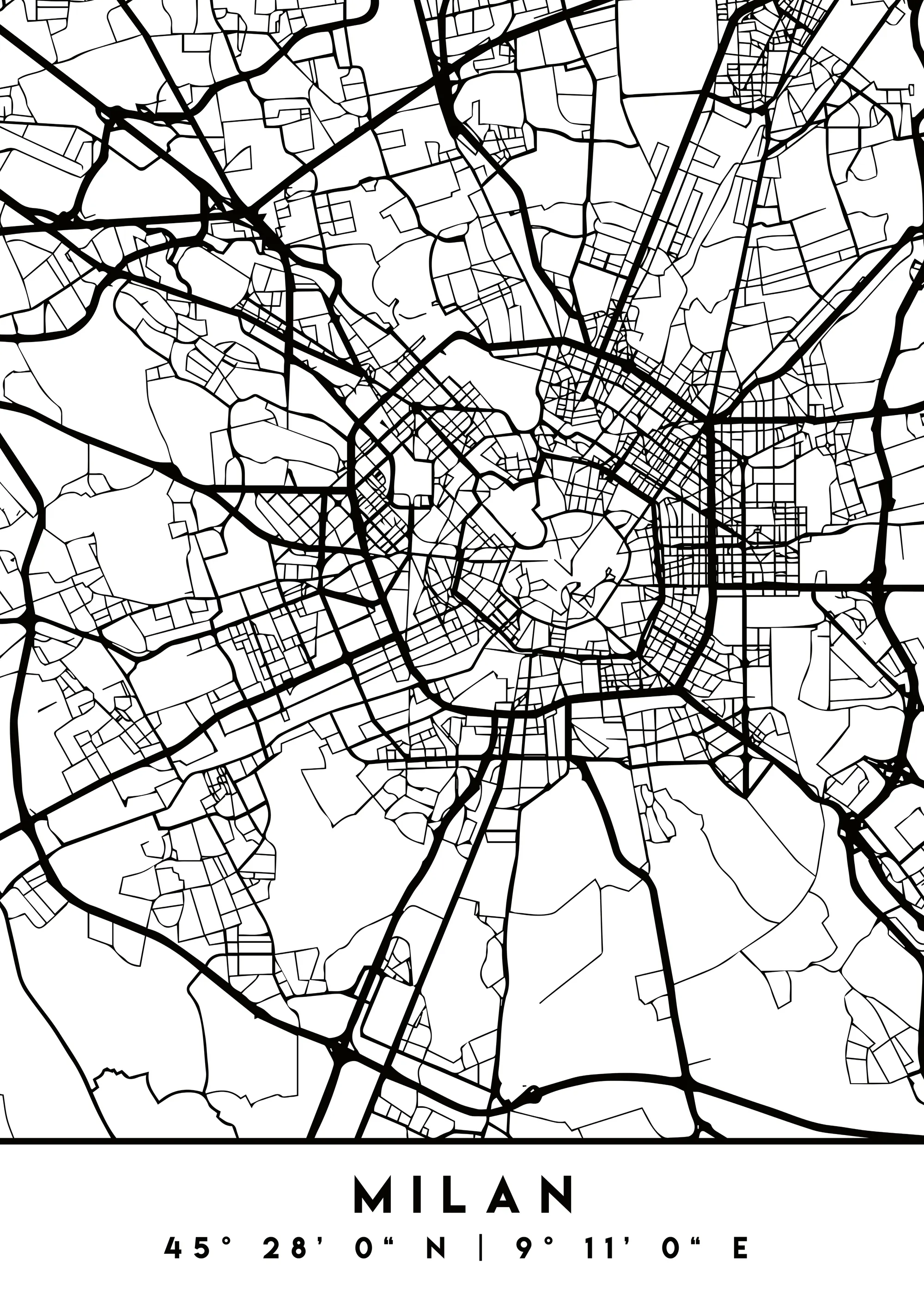 Emiliano Deificus - Milan City Road Map Poster 0