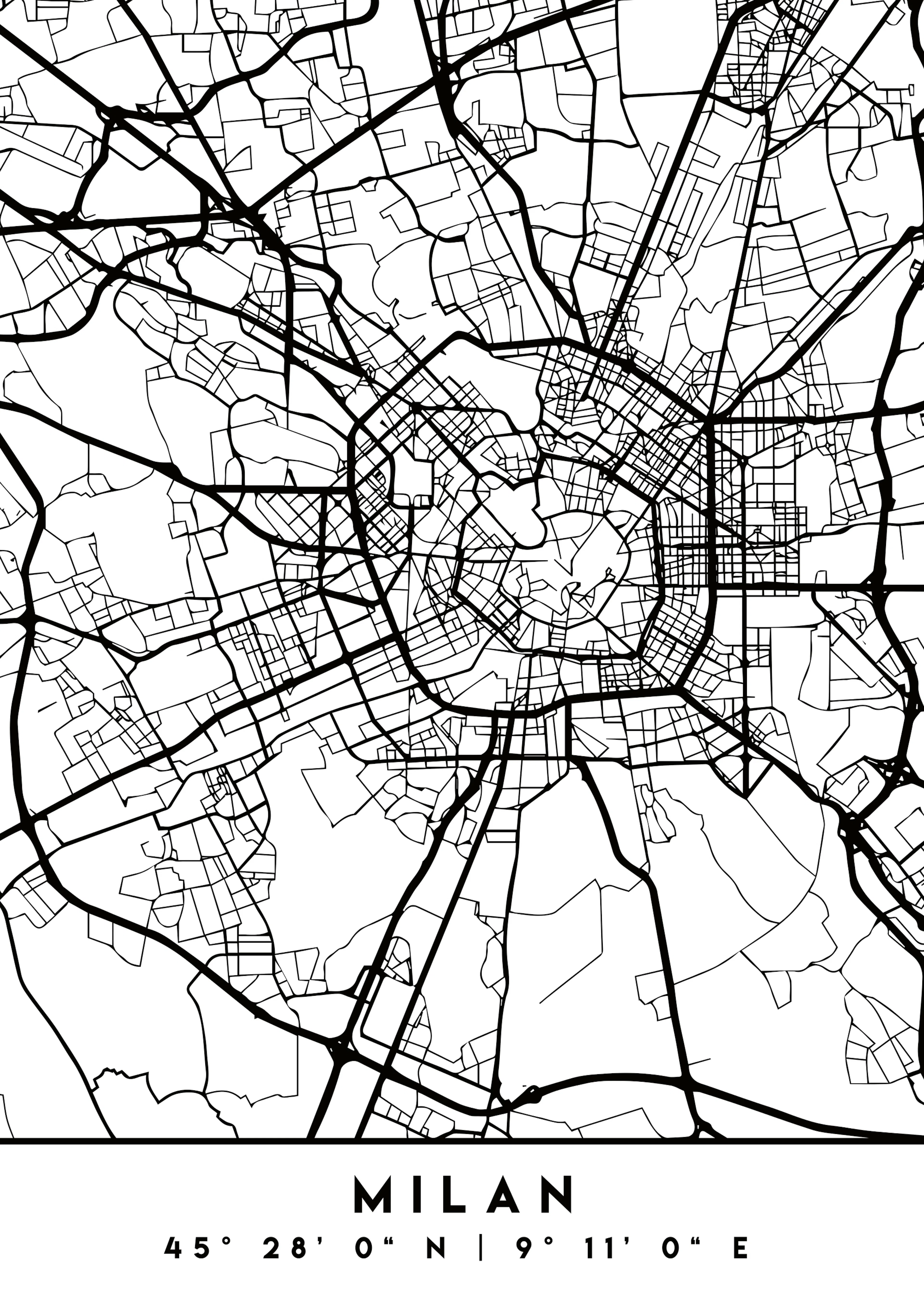 Emiliano Deificus - Milan City Road Map Poster 0