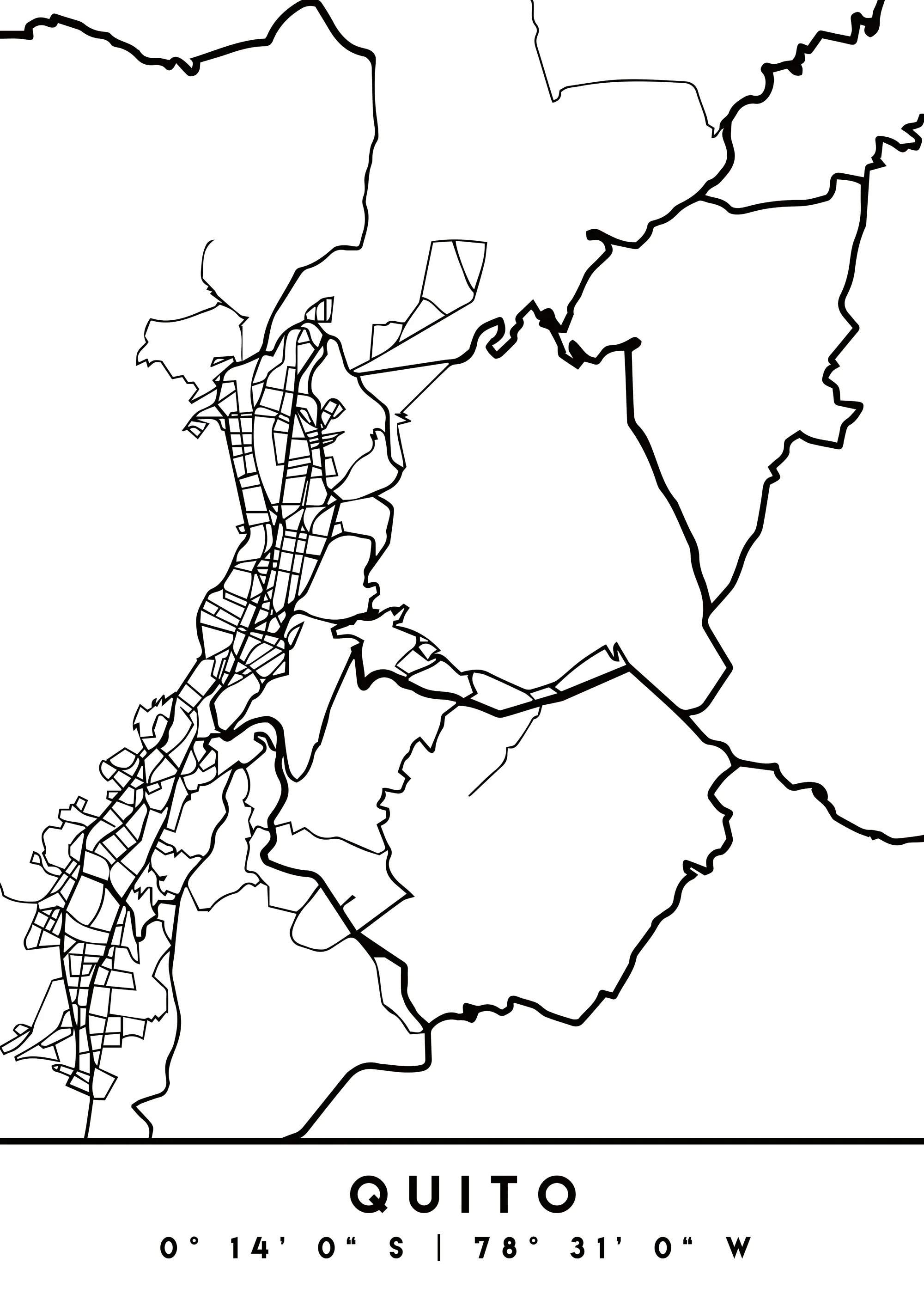 Emiliano Deificus - Quito City Streets Map Poster 0
