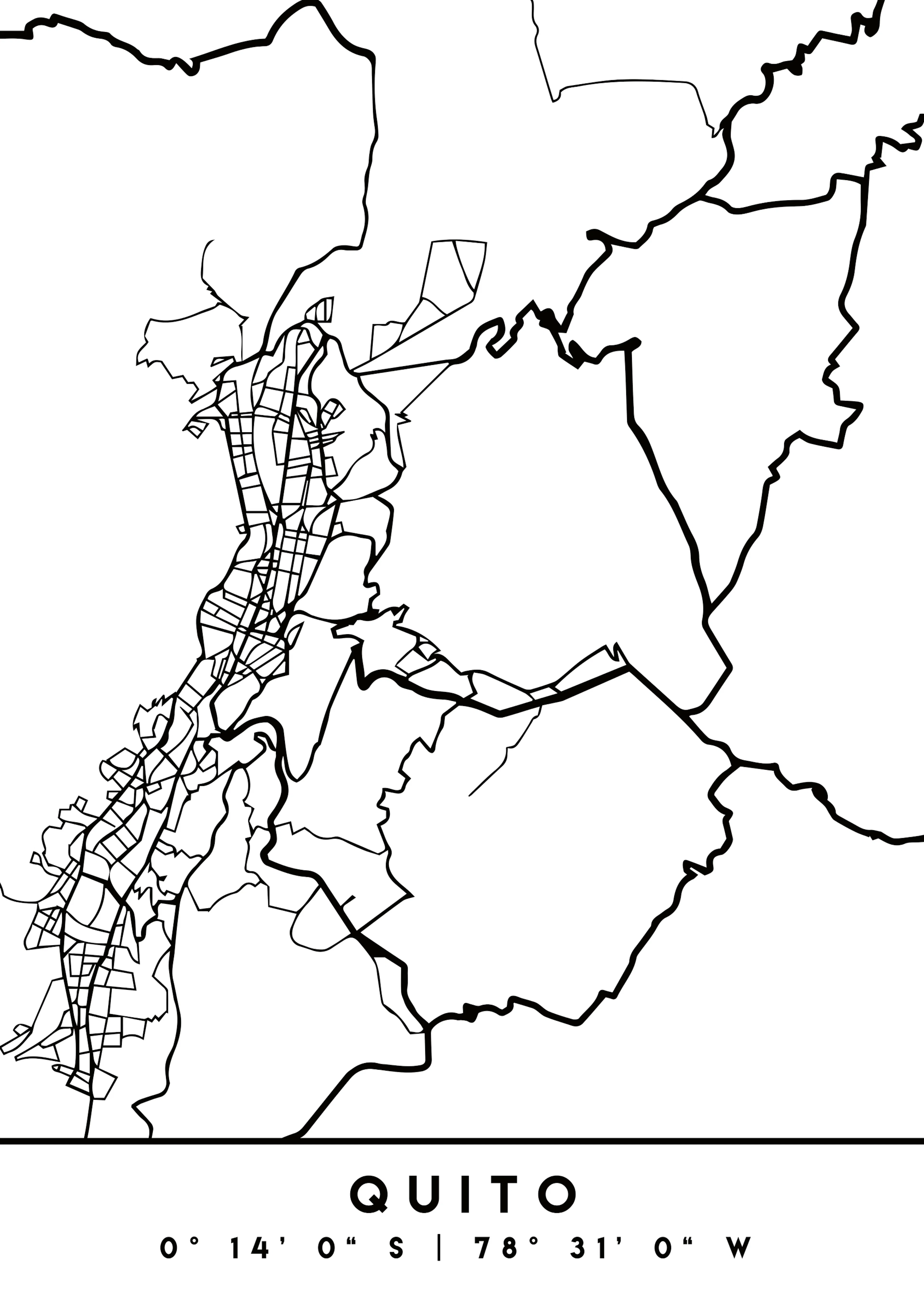 Emiliano Deificus - Quito City Streets Map Poster 0