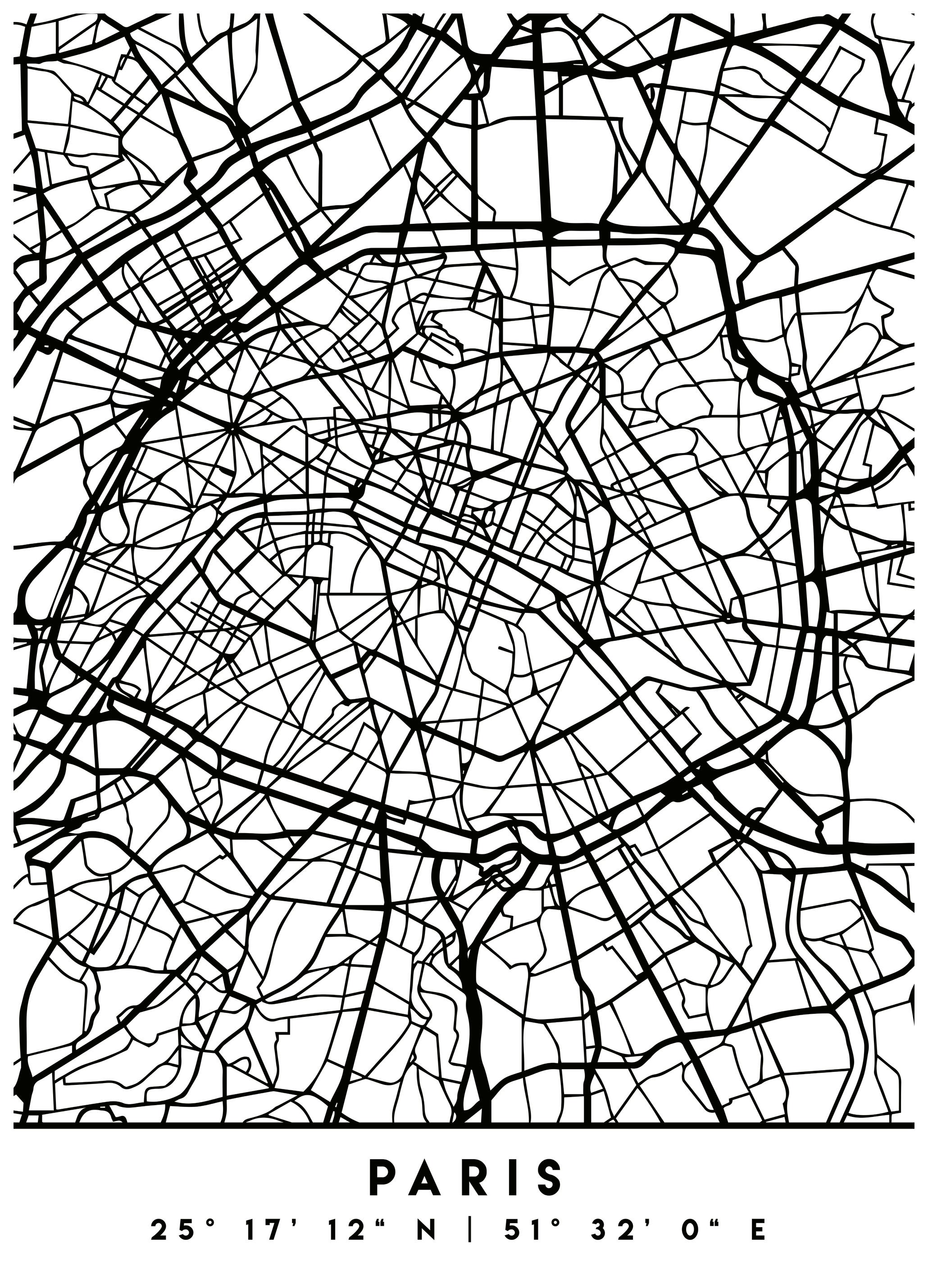 Emiliano Deificus - Iconic Paris Street Map Affiche - Poster Store