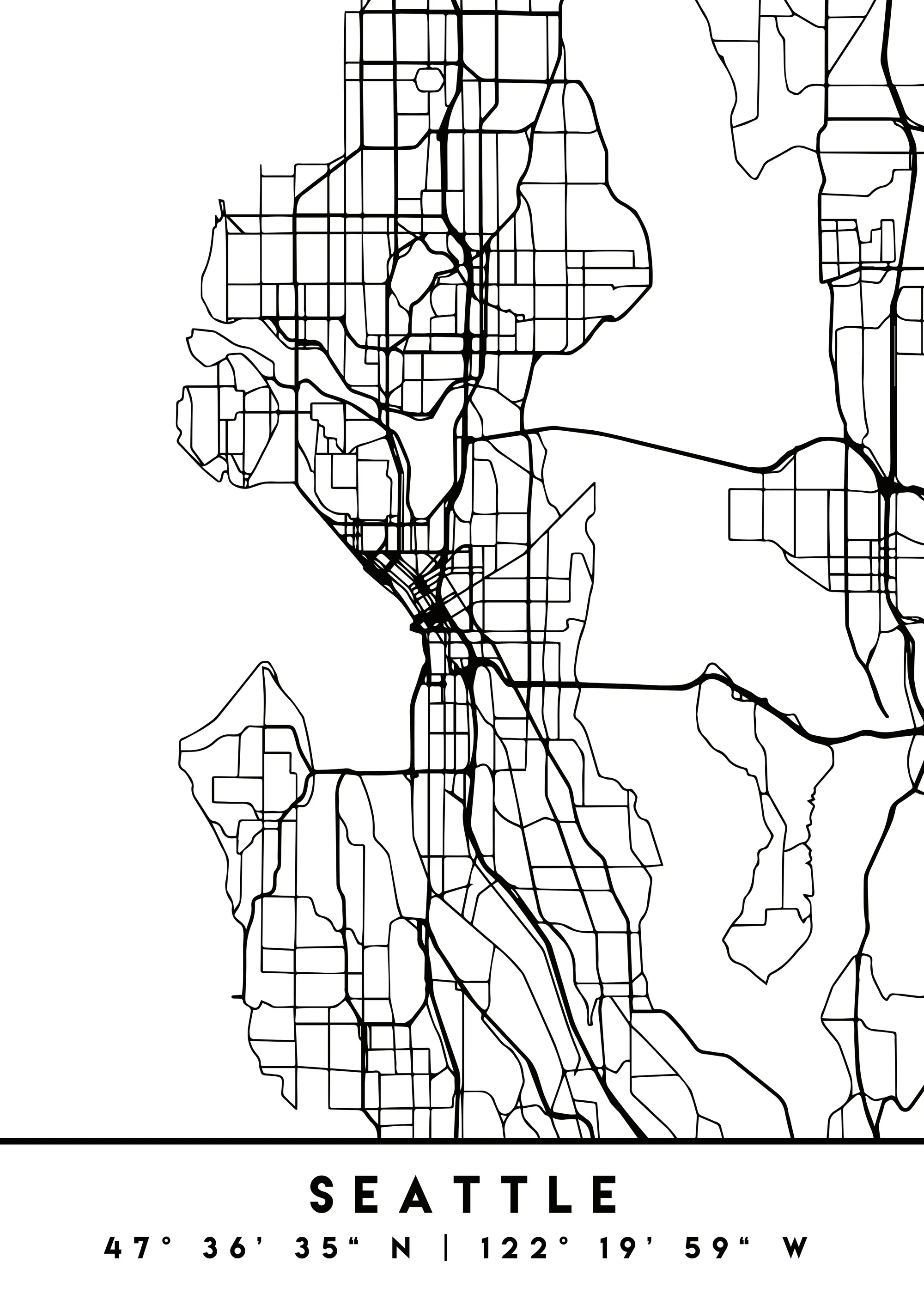 Emiliano Deificus - Minimalist Seattle Map Poster 0