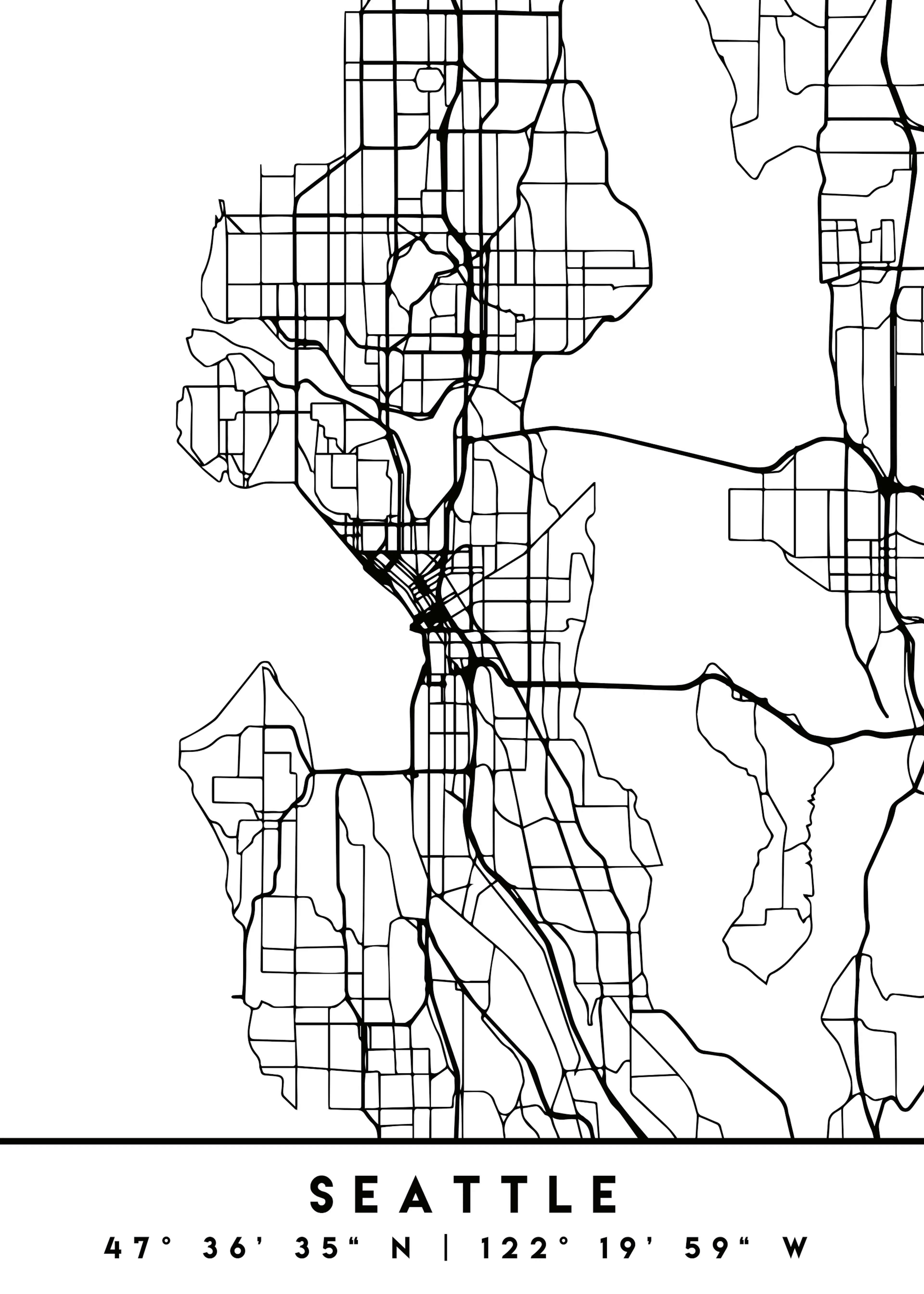 Emiliano Deificus - Minimalist Seattle Map Poster 0