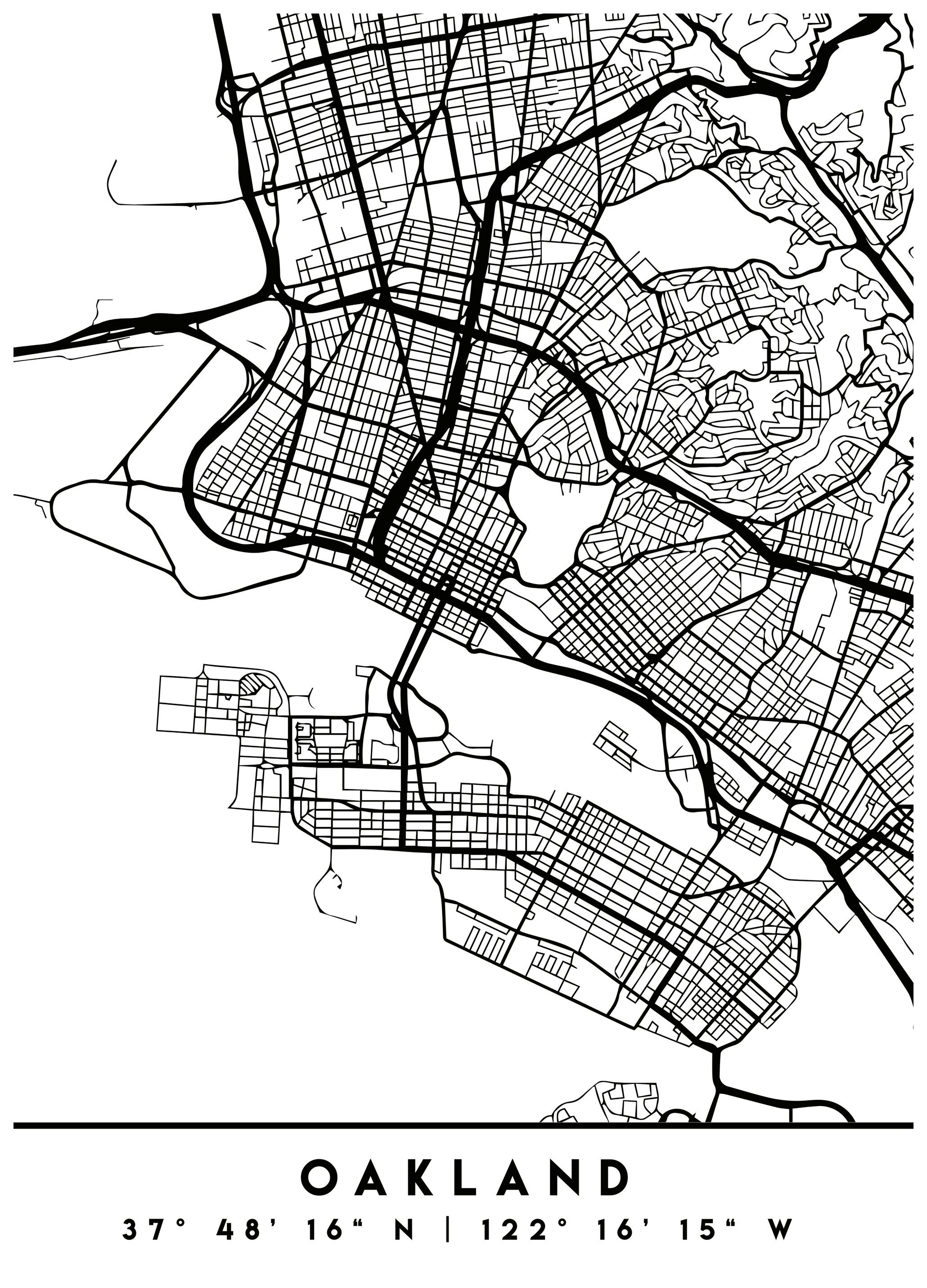 Emiliano Deificus - Oakland City Map Poster (100x150 cm) - Poster Store