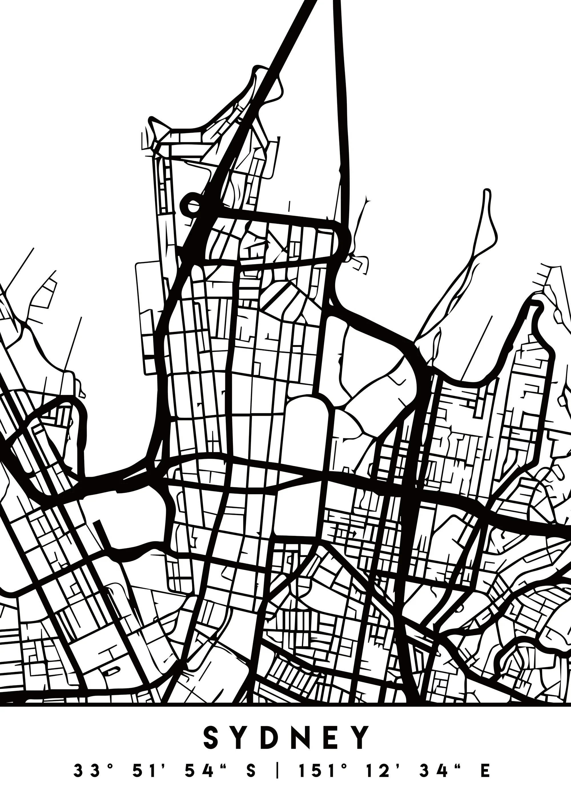 Emiliano Deificus - Minimalist Sydney Map Poster 0