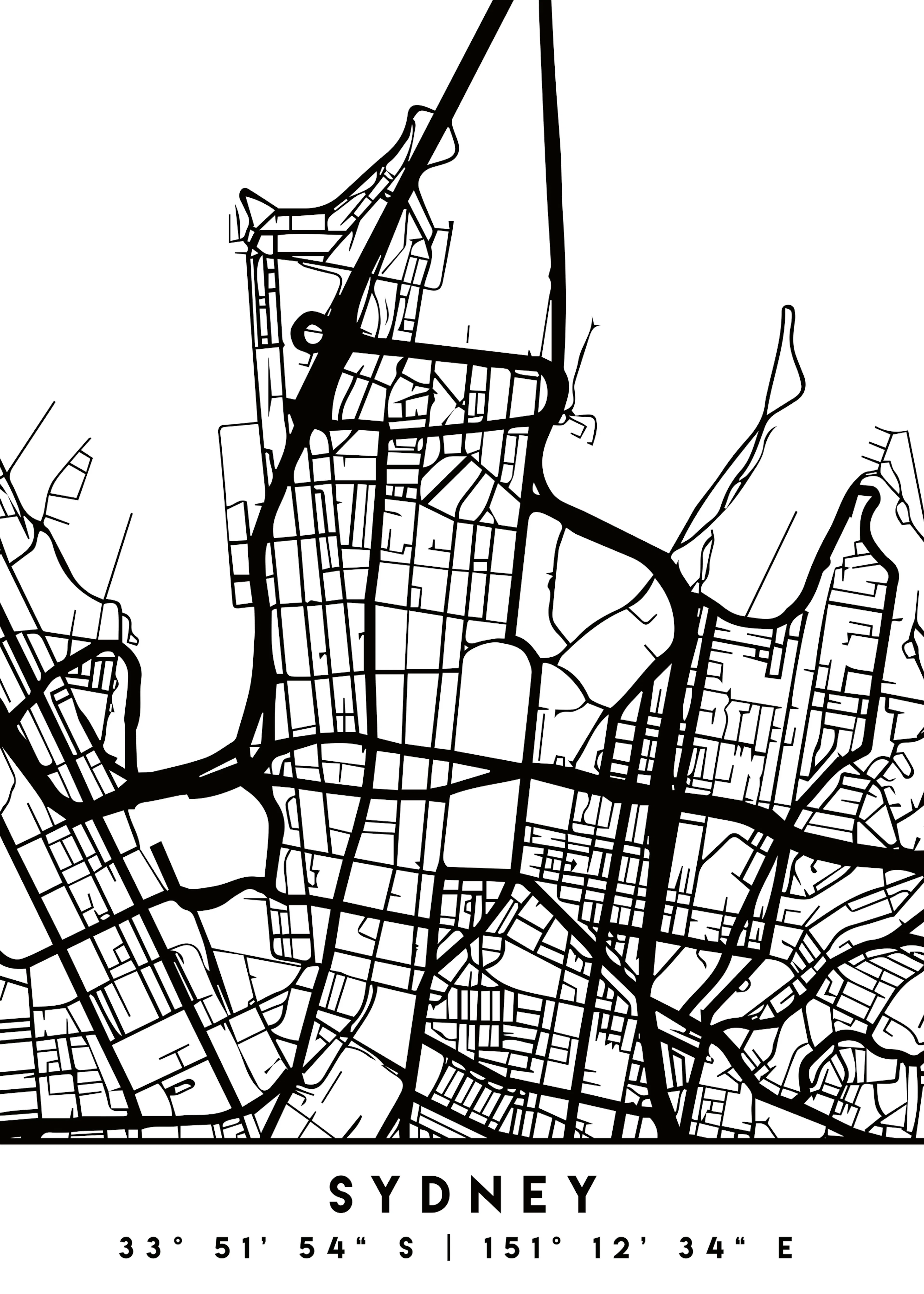 Emiliano Deificus - Minimalist Sydney Map Poster 0