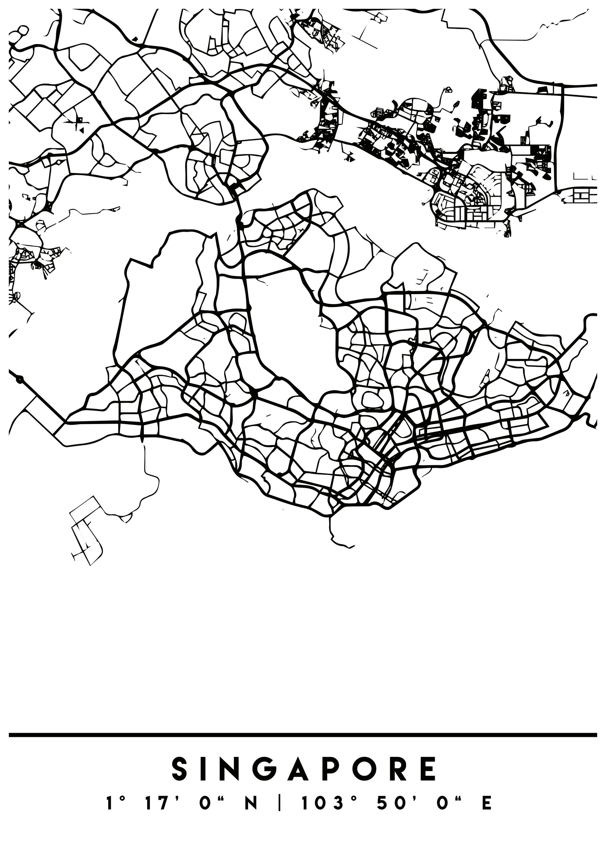 Emiliano Deificus - Singapore City Map Poster (70x100 cm) - Poster Store