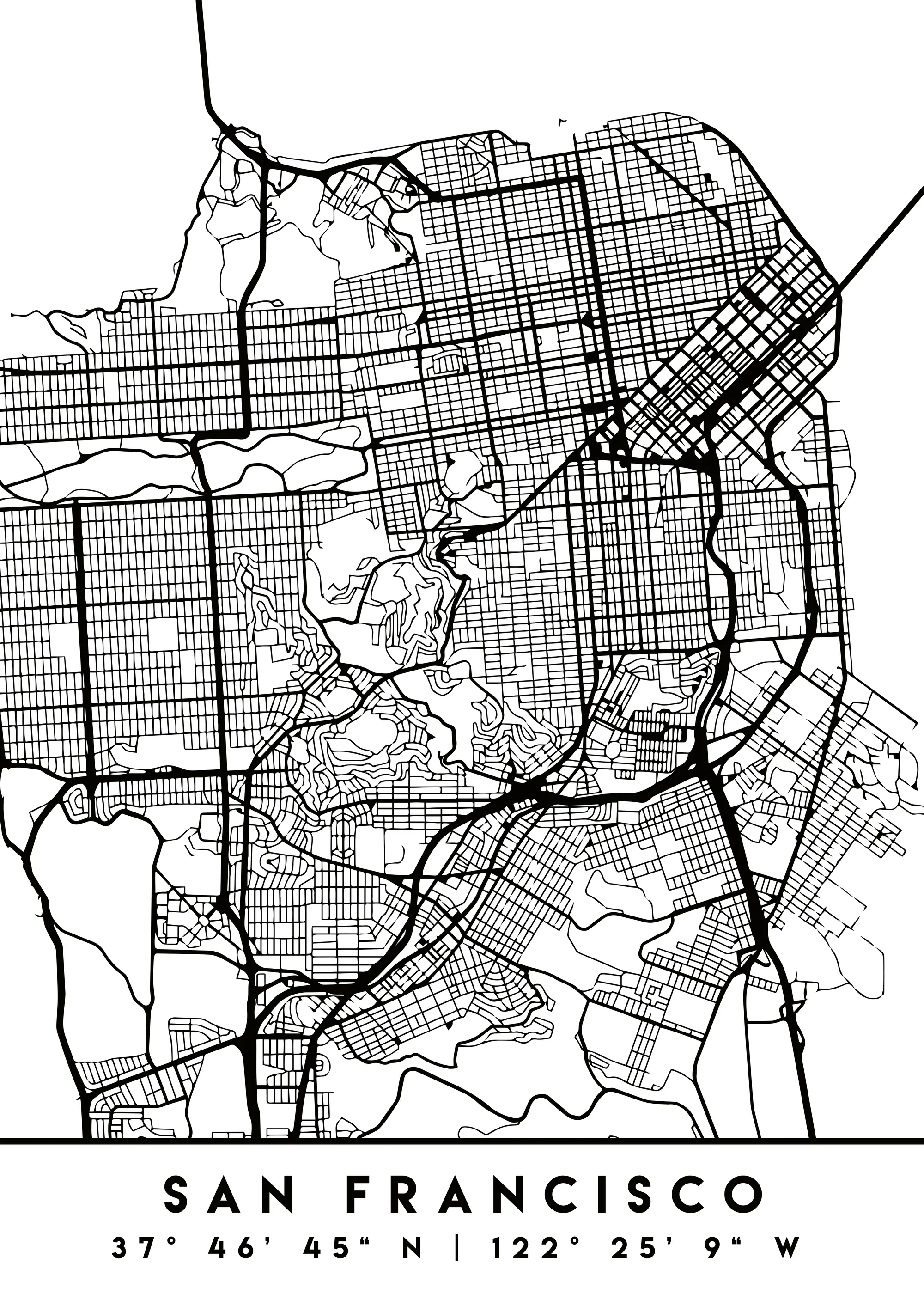 Emiliano Deificus - Minimalist San Francisco Map Poster 0