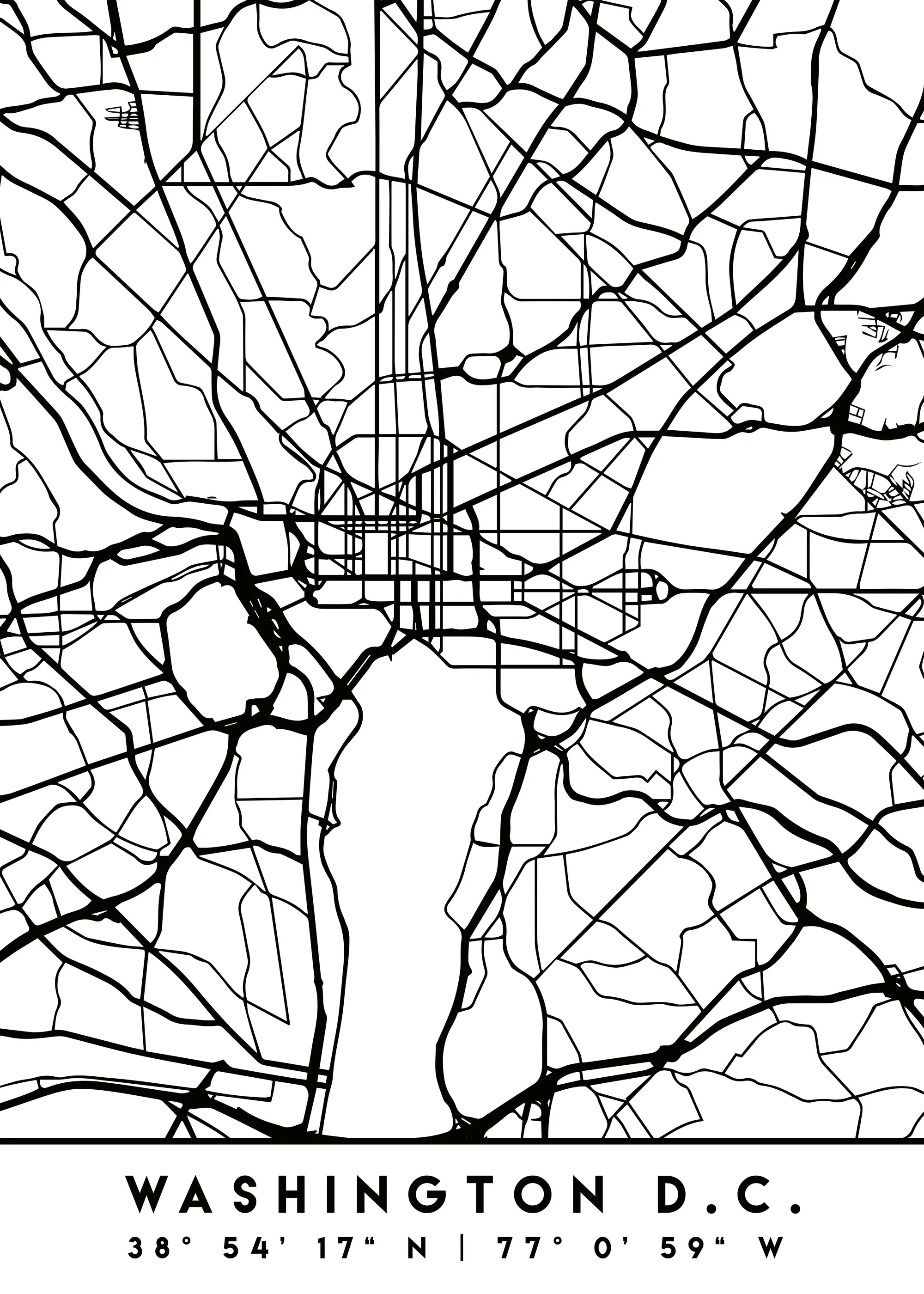 Emiliano Deificus - Washington D.C. Street Map Poster 0