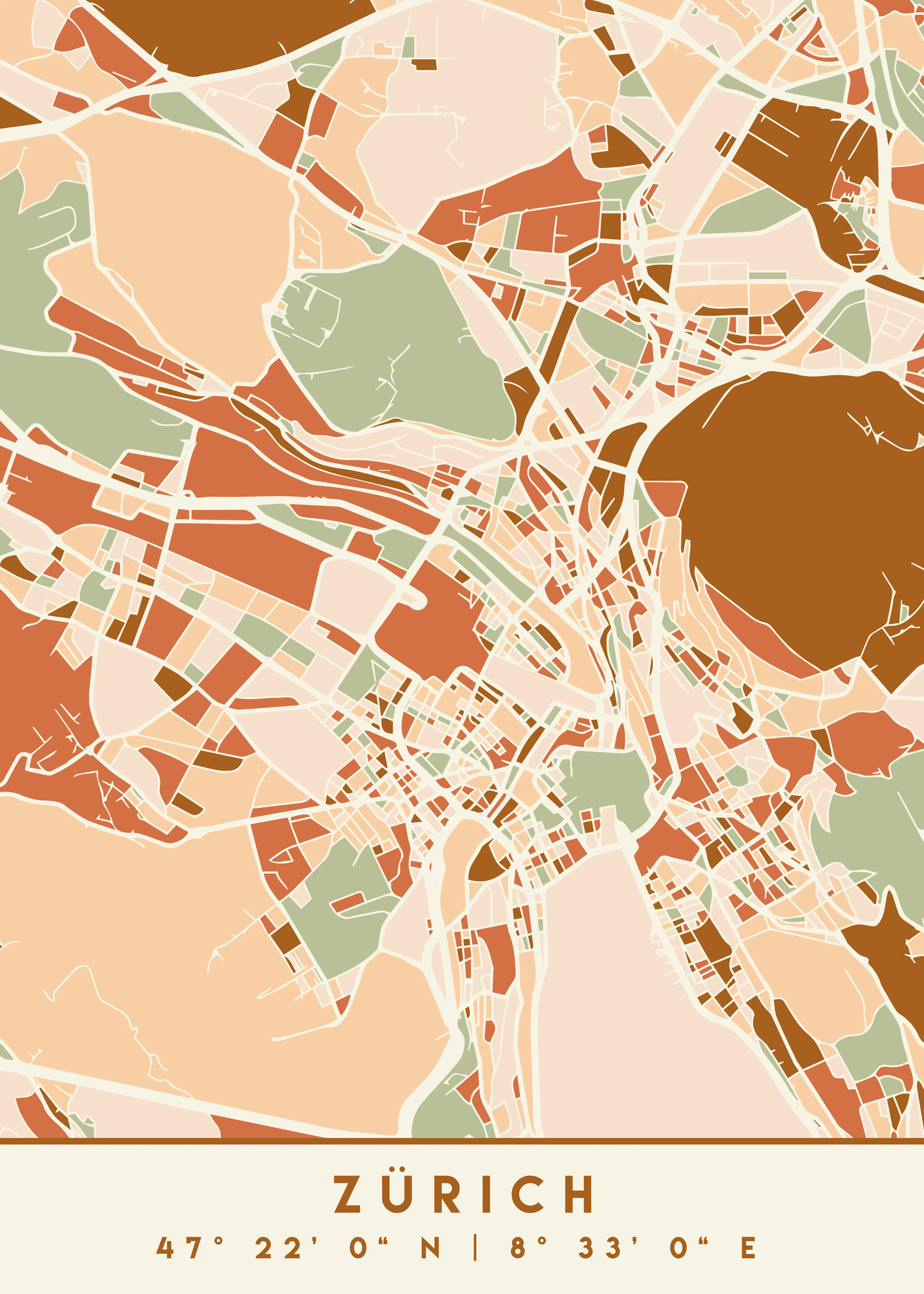 Emiliano Deificus - Zurich Abstract City Map Poster 0