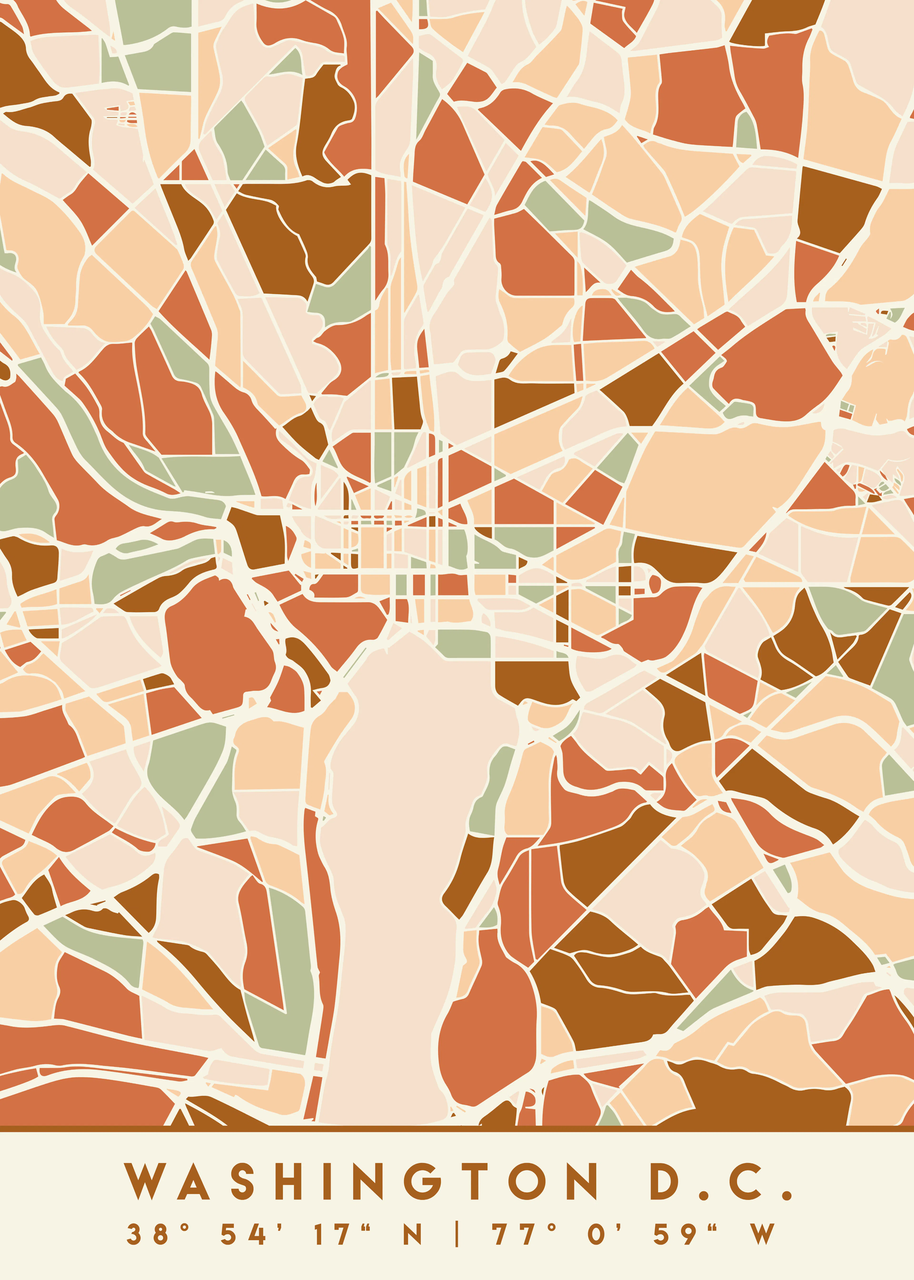 Emiliano Deificus - Abstract Washington DC Map Poster 0