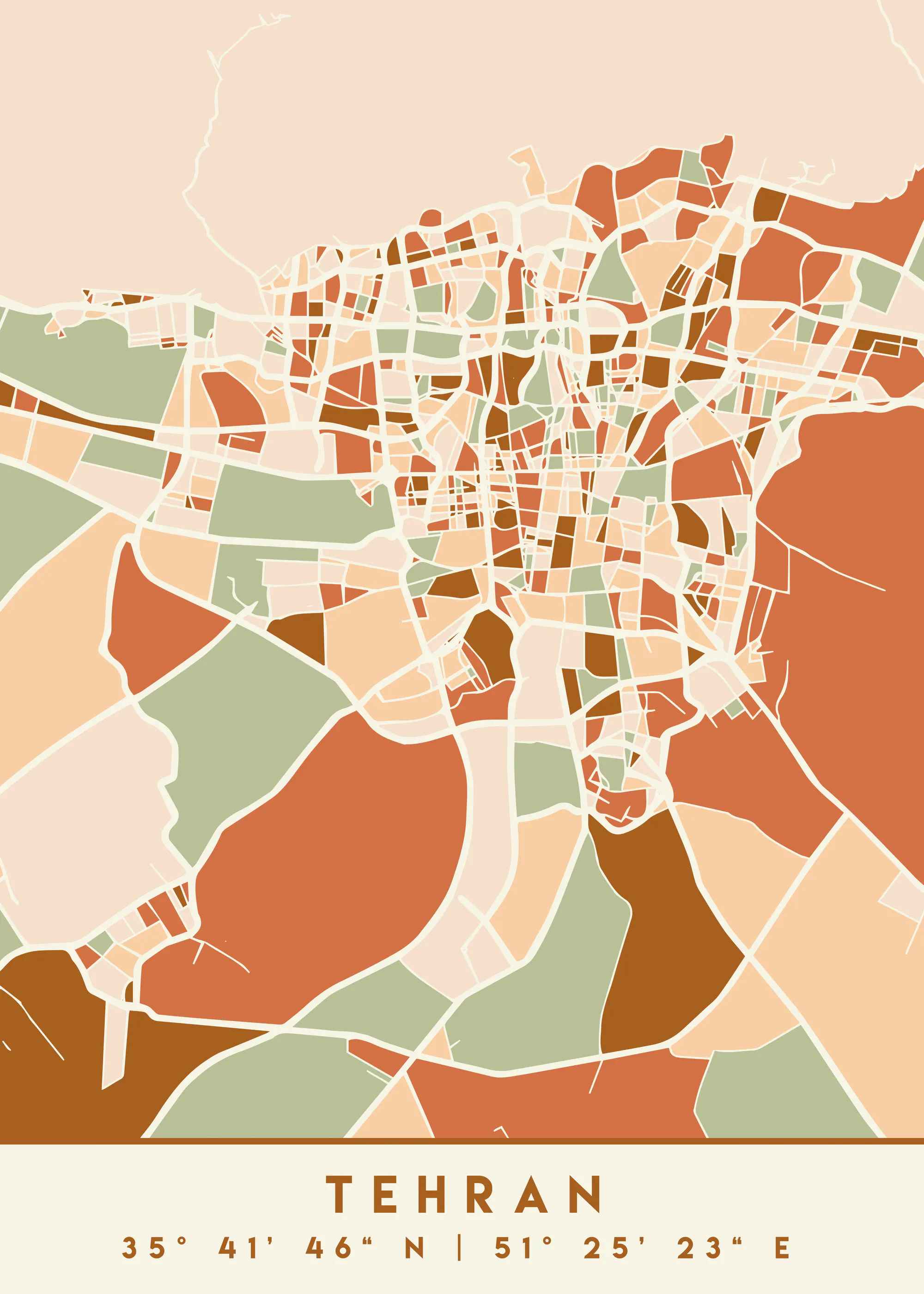 Emiliano Deificus - Tehran Geometric Map Poster 0