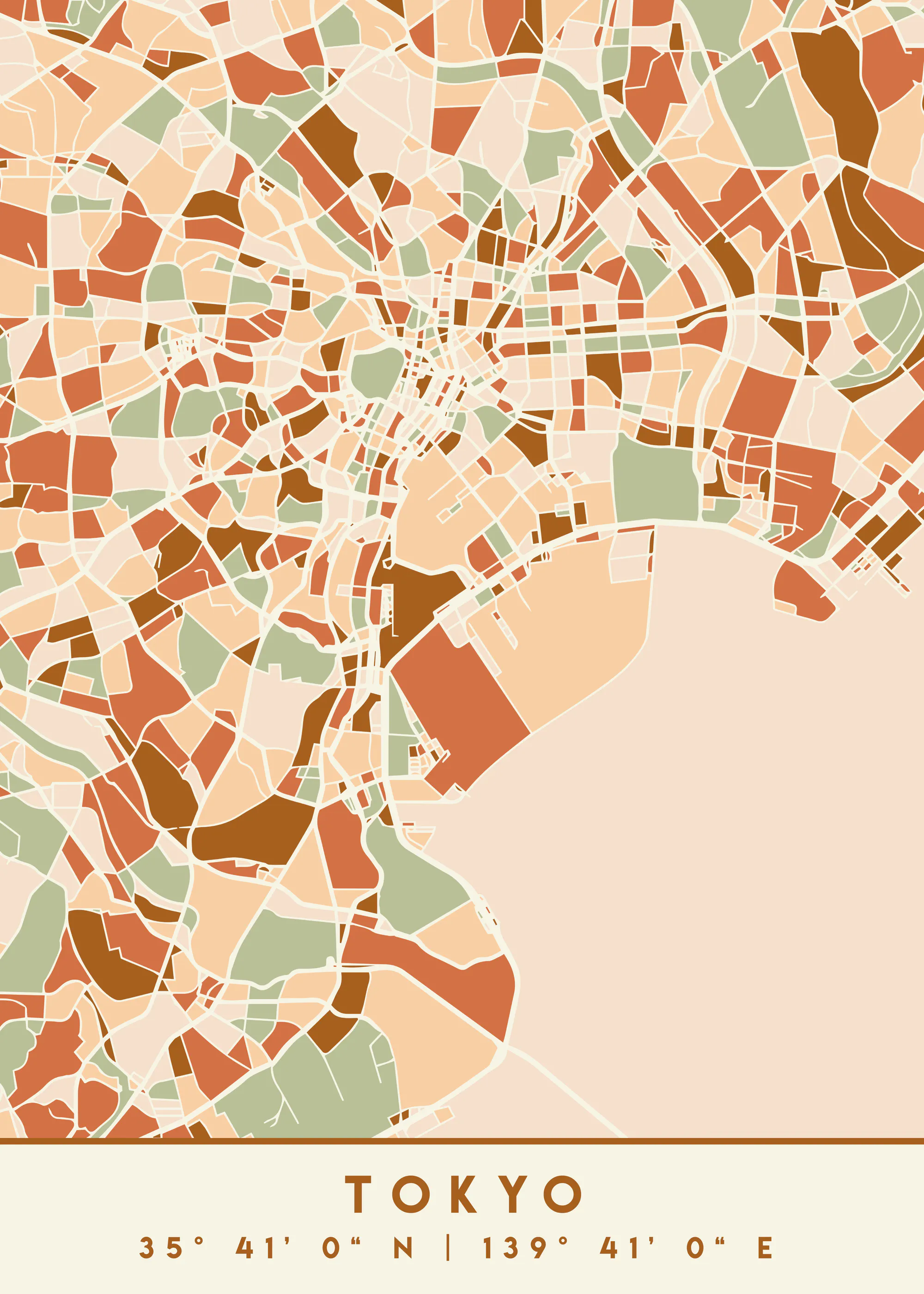 Emiliano Deificus - Tokyo Geometric Map Poster 0