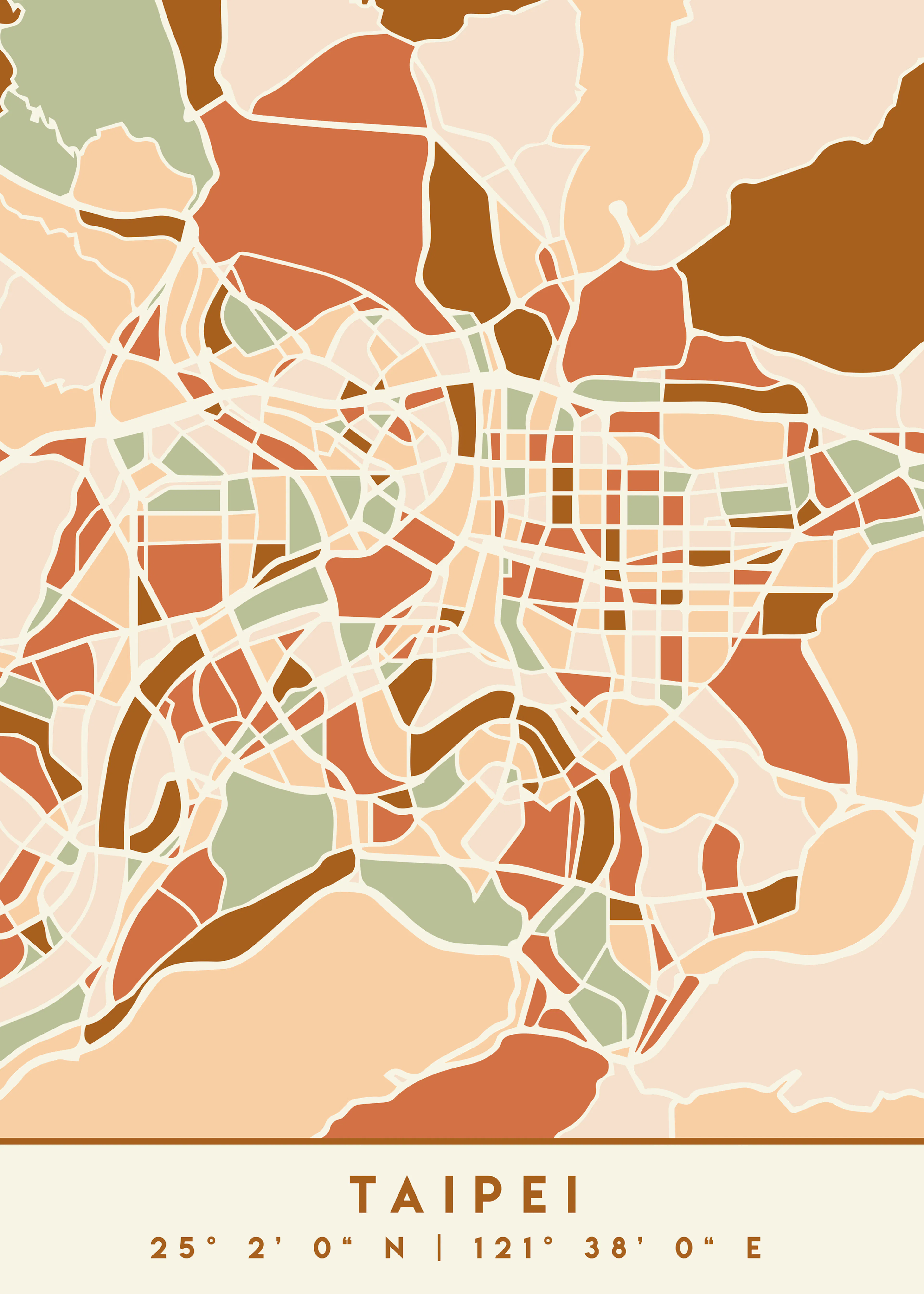 Emiliano Deificus - Taipei City Abstract Map Poster 0