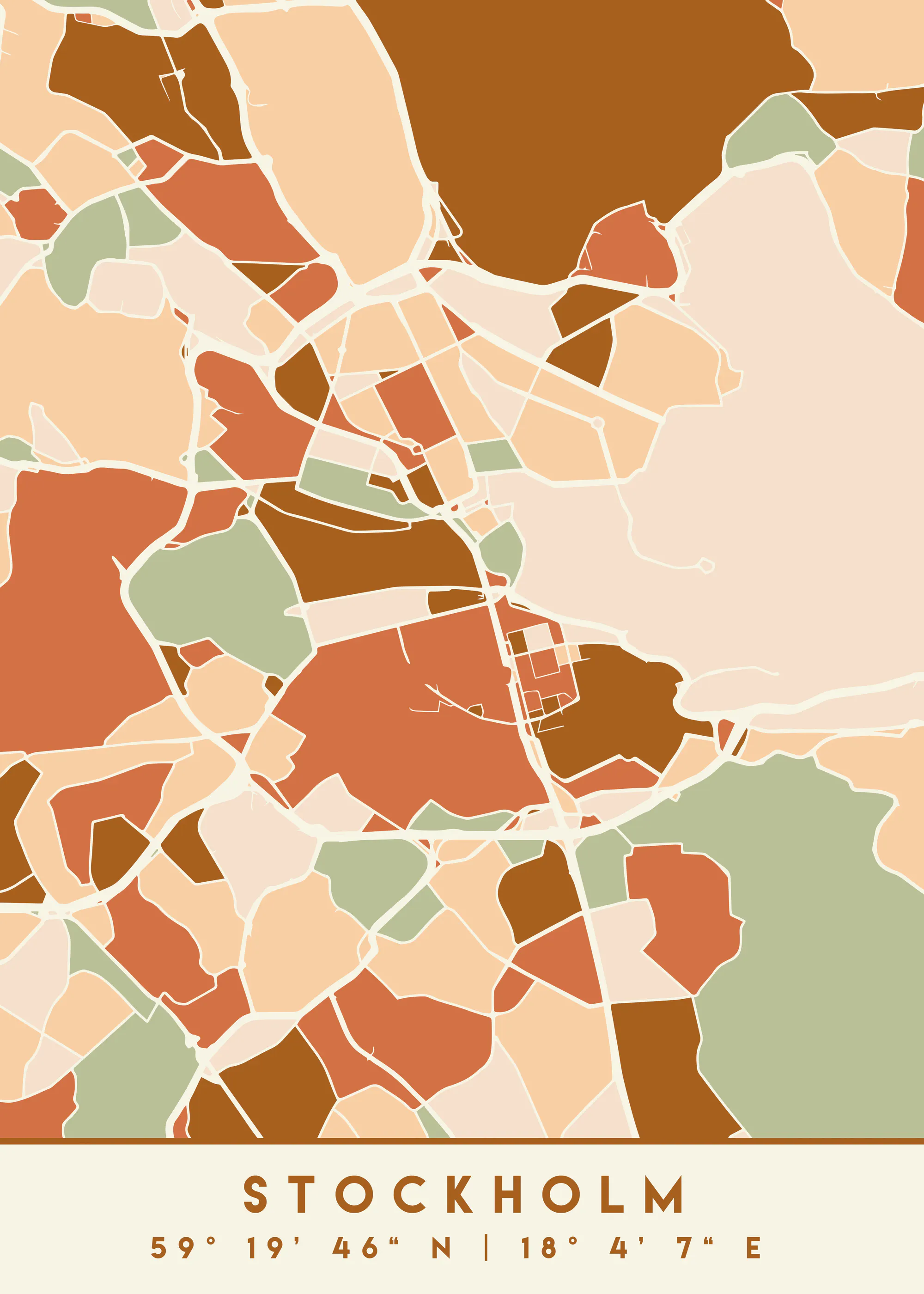 Emiliano Deificus - Modern Stockholm City Map Poster 0