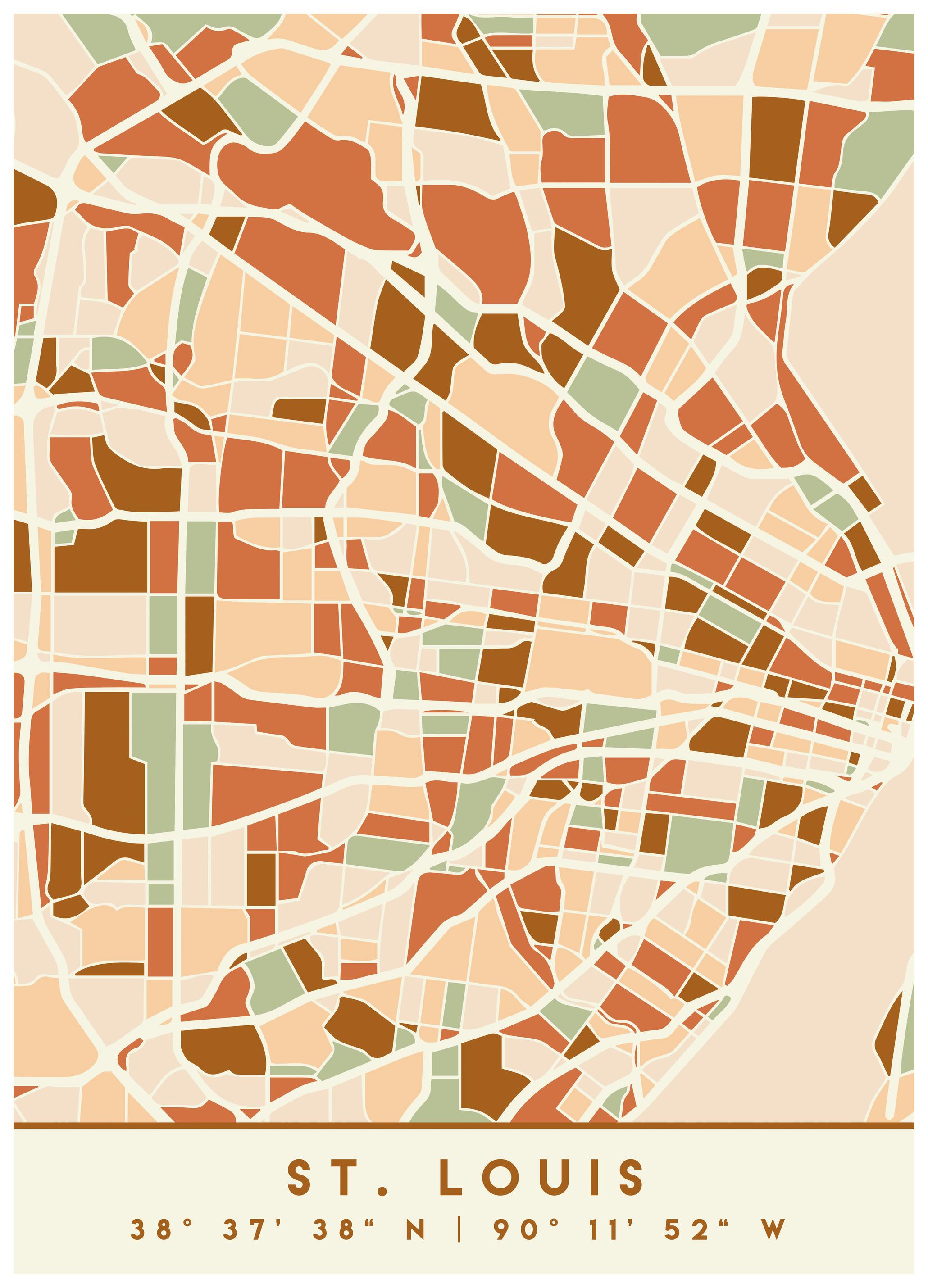 Emiliano Deificus - Geometric St. Louis Map Affiche (70x100 cm) - Poster Store