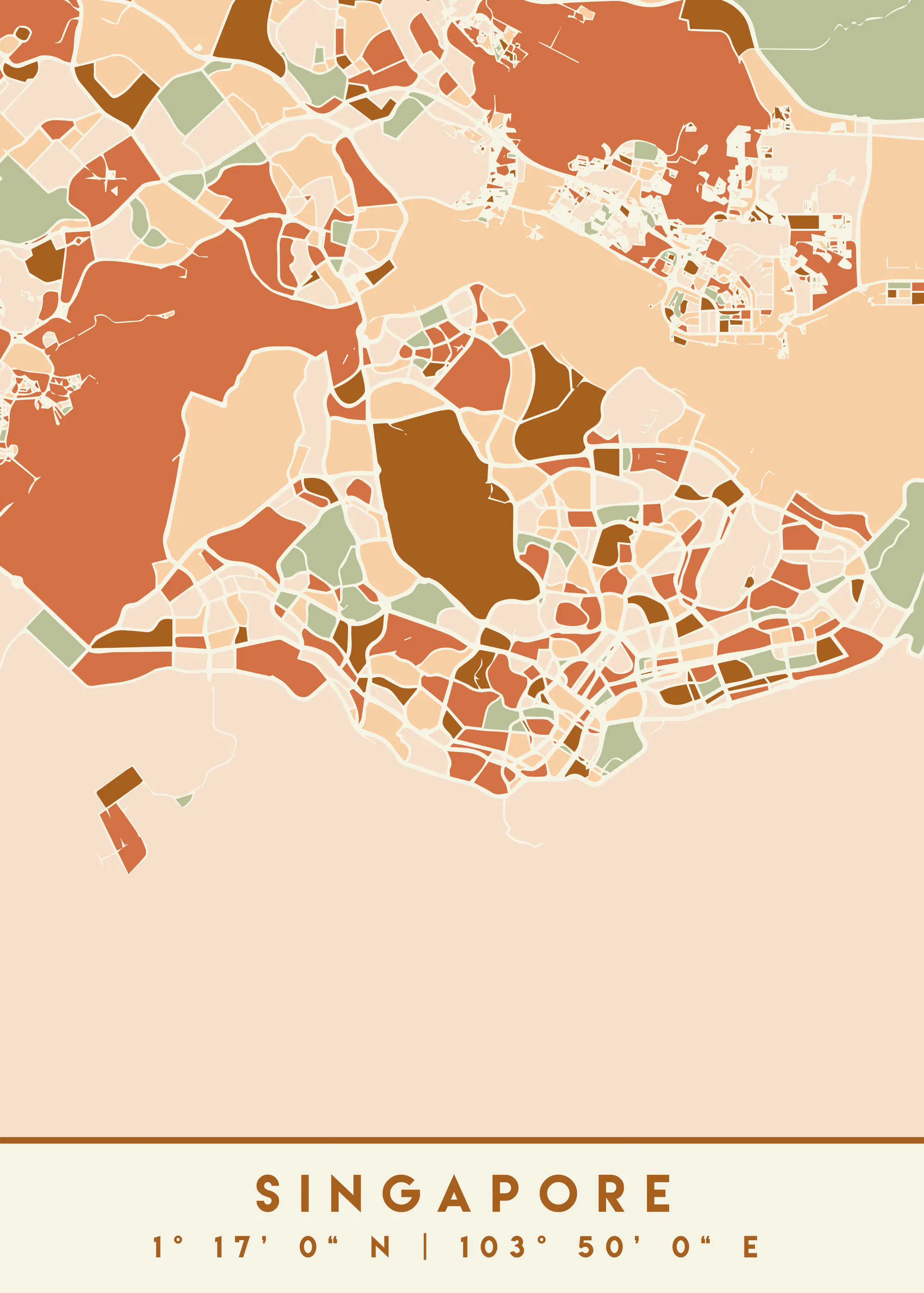 Emiliano Deificus - Singapore Abstract Map Poster 0