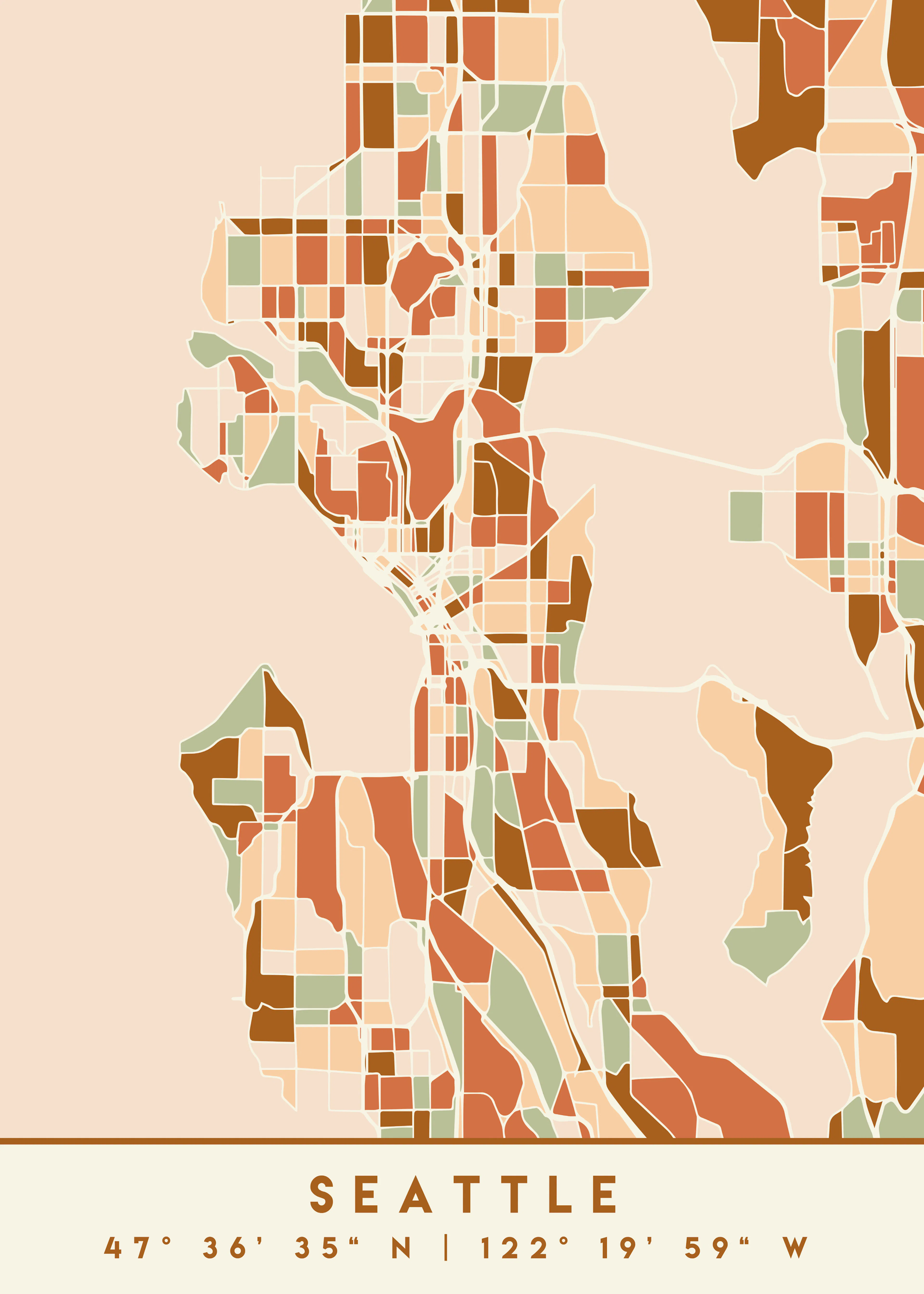 Emiliano Deificus - Modern Seattle City Map Poster 0