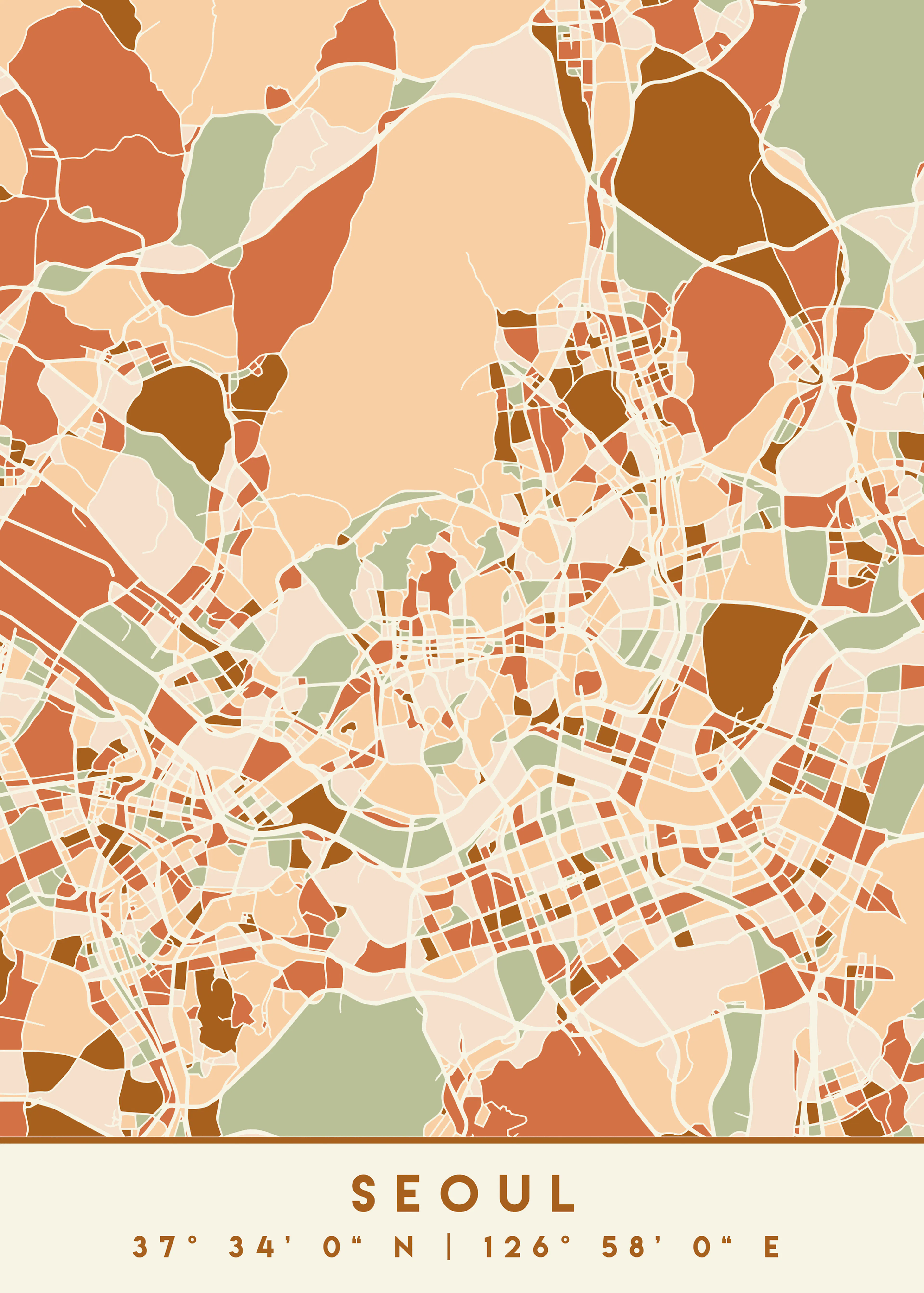 Emiliano Deificus - Colorful Seoul City Map Poster 0