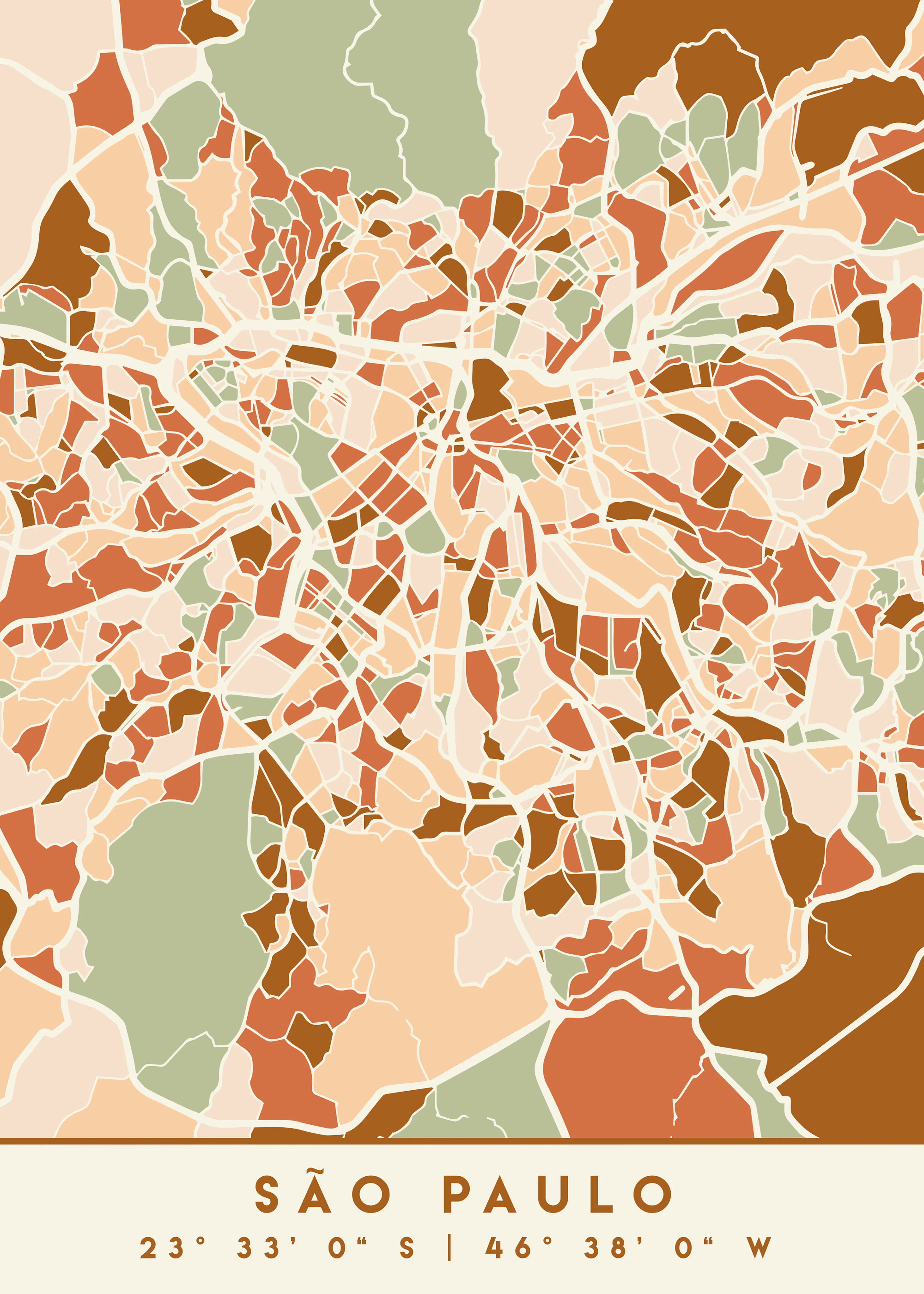 Emiliano Deificus - SAo Paulo Abstract Map Poster 0