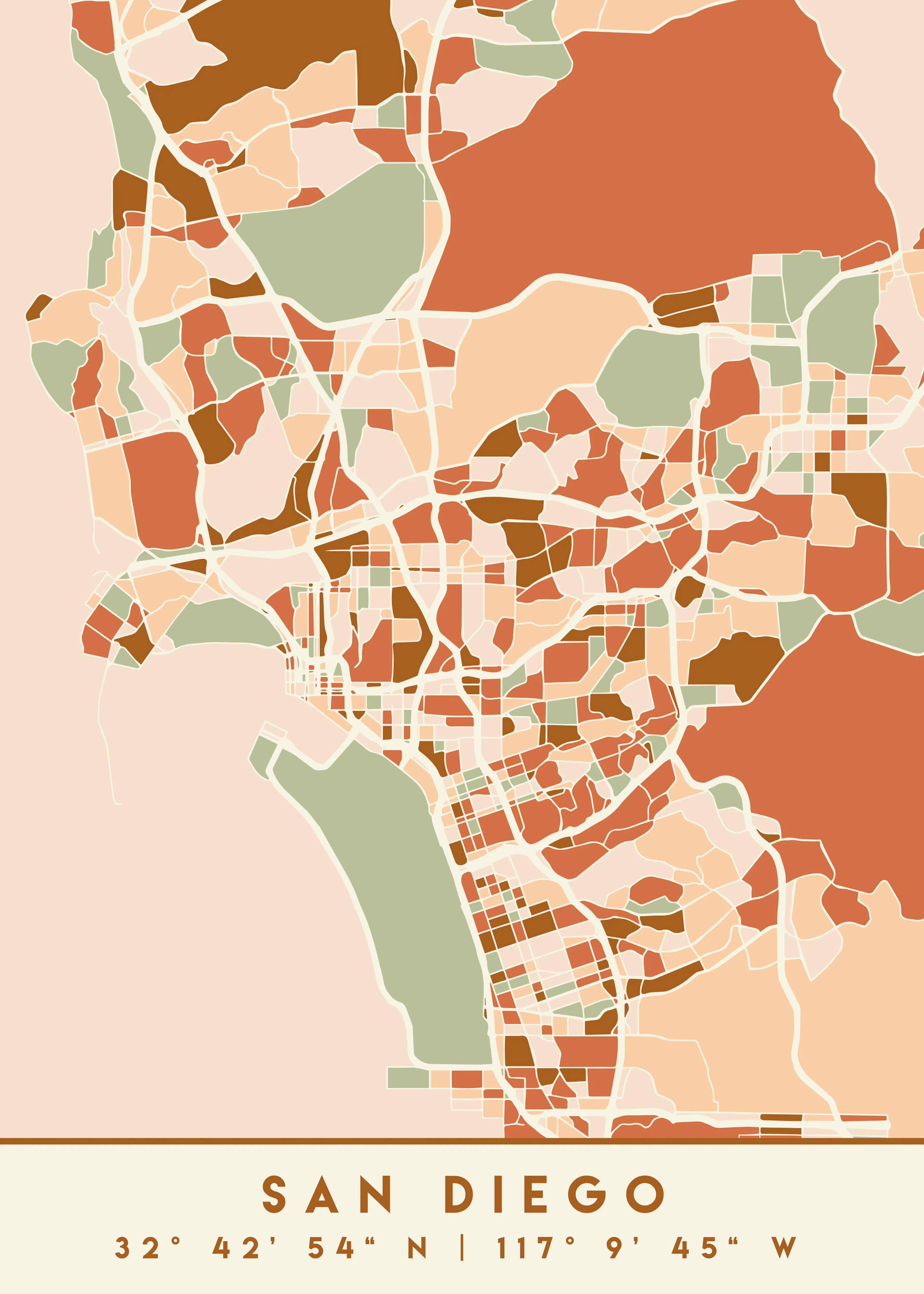 Emiliano Deificus - San Diego Abstract Map Poster 0