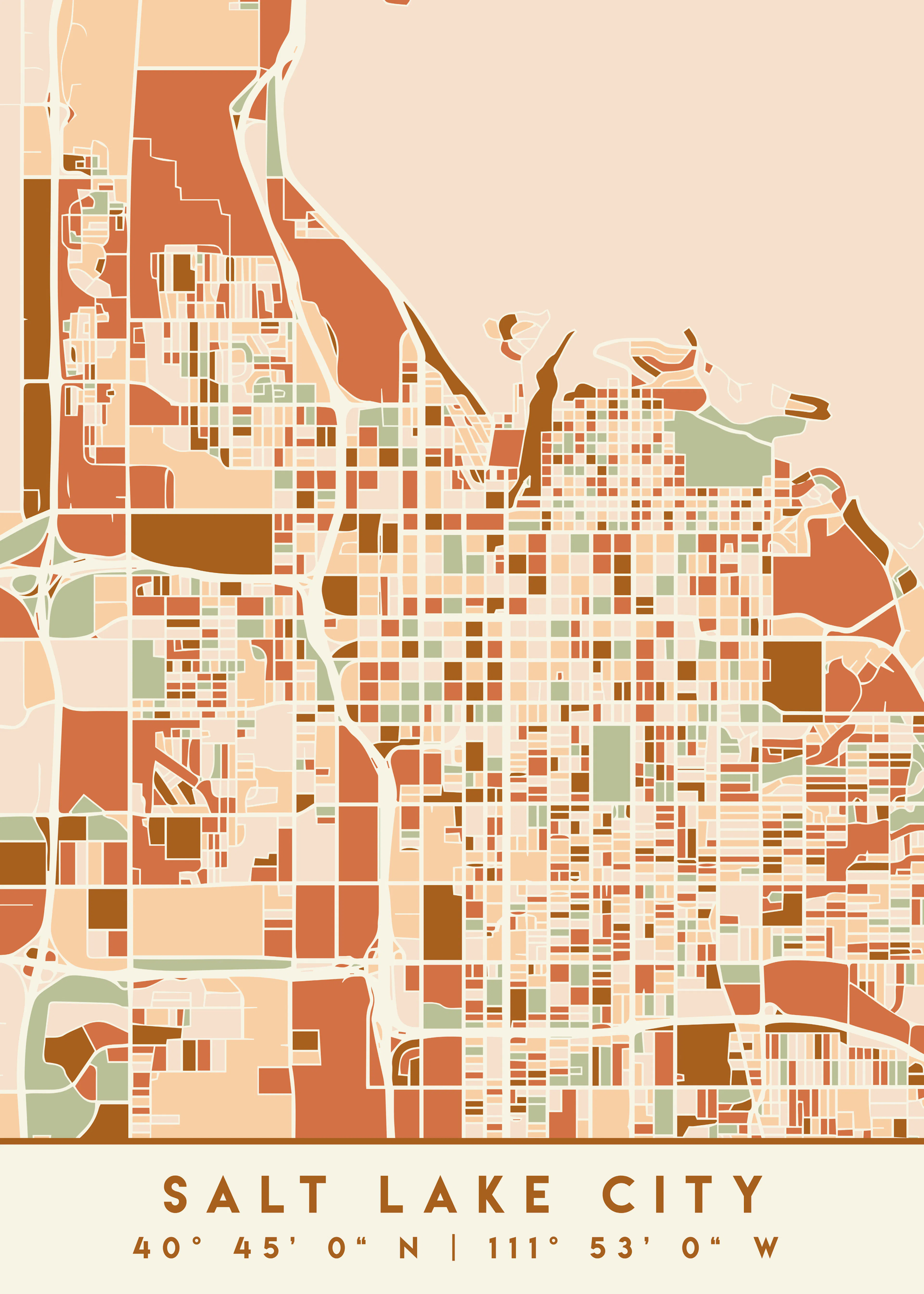 Emiliano Deificus - Salt Lake City Modern Map Poster 0