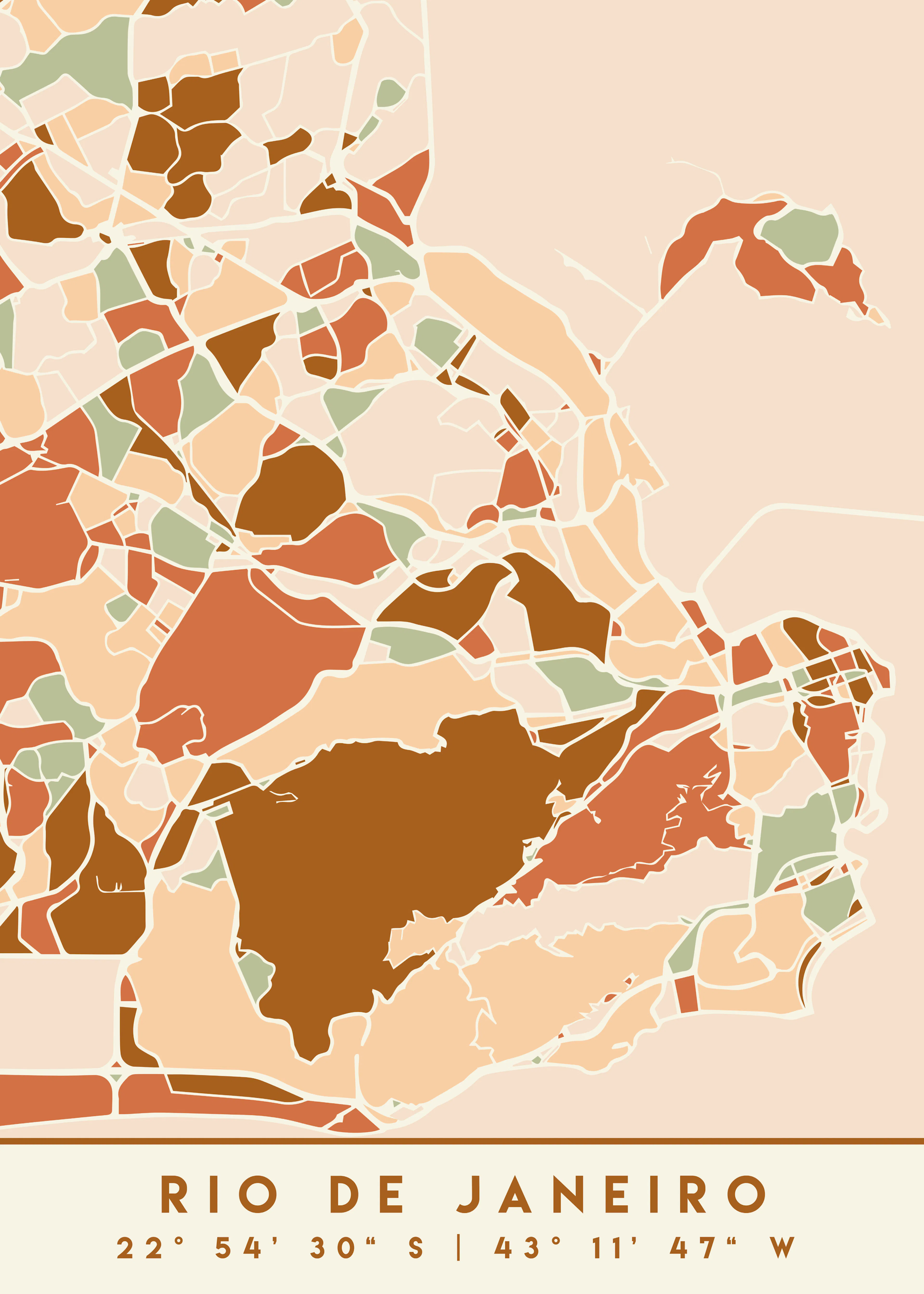 Emiliano Deificus - Rio De Janeiro Abstract Map Poster 0