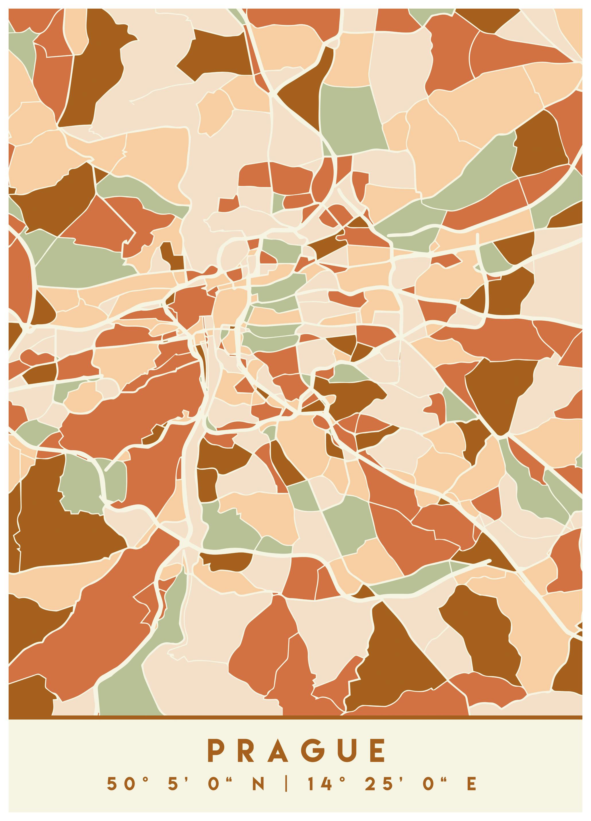 Emiliano Deificus - Prague Modern City Map Affiche (21x30 cm) - Poster Store